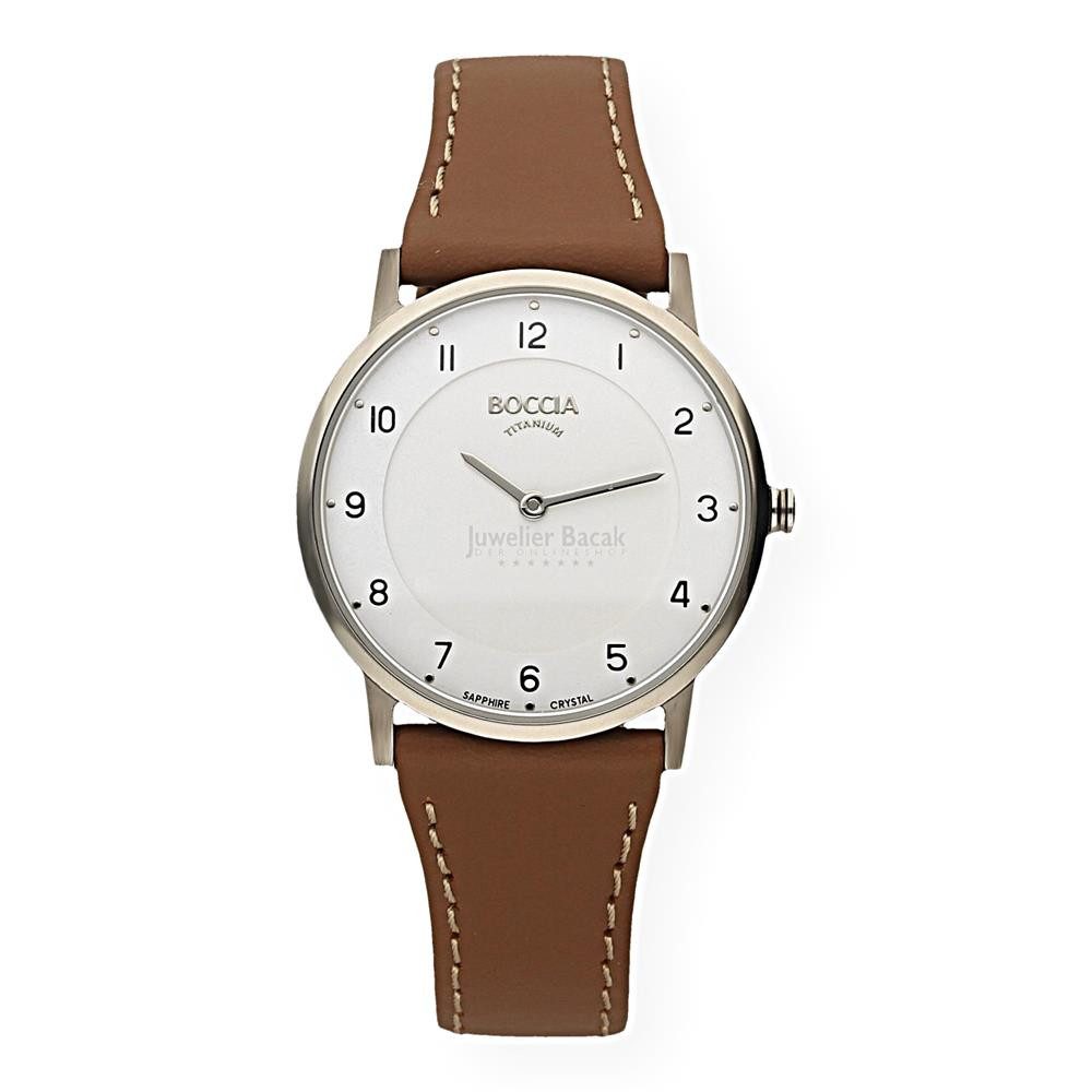 Quarzuhr Boccia Damen Armbanduhr 3254-01 Leder braun