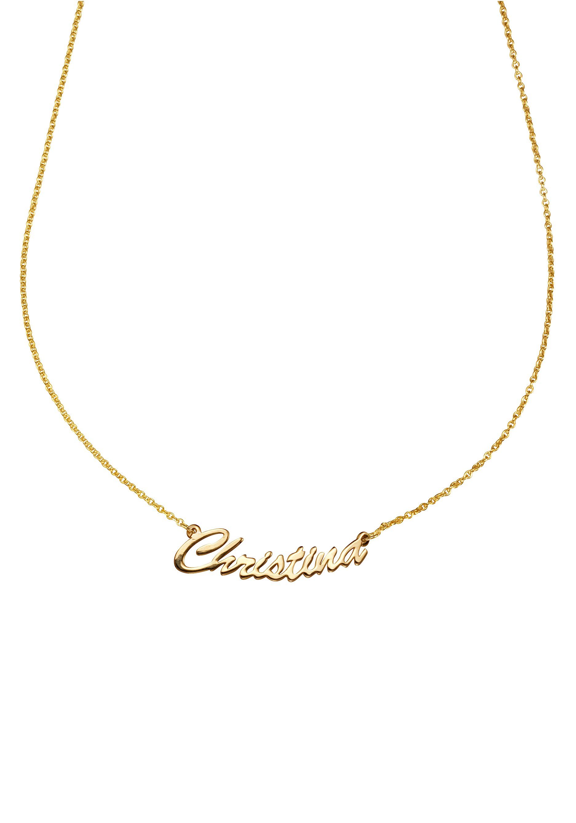 Firetti Namenskette Schmuck Geschenk Silber 925 Halskette mit deinem Namen, GRAVURwunsch per Mail, Anlass Geburtstag Valentinstag Weihnachten gelbgoldfarben | Silberketten