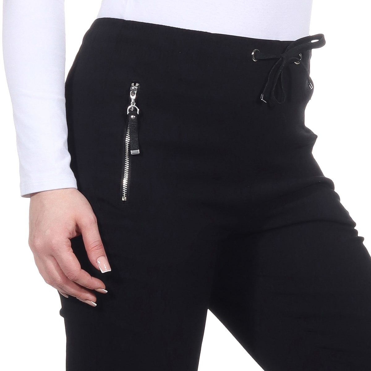 Alica Collection Chinohose Schlupfhose Damen Stretch Hose leichte Sommerhose - Kurzgröße mit Gummibund & Kordelzug, in großen Größen erhältlich