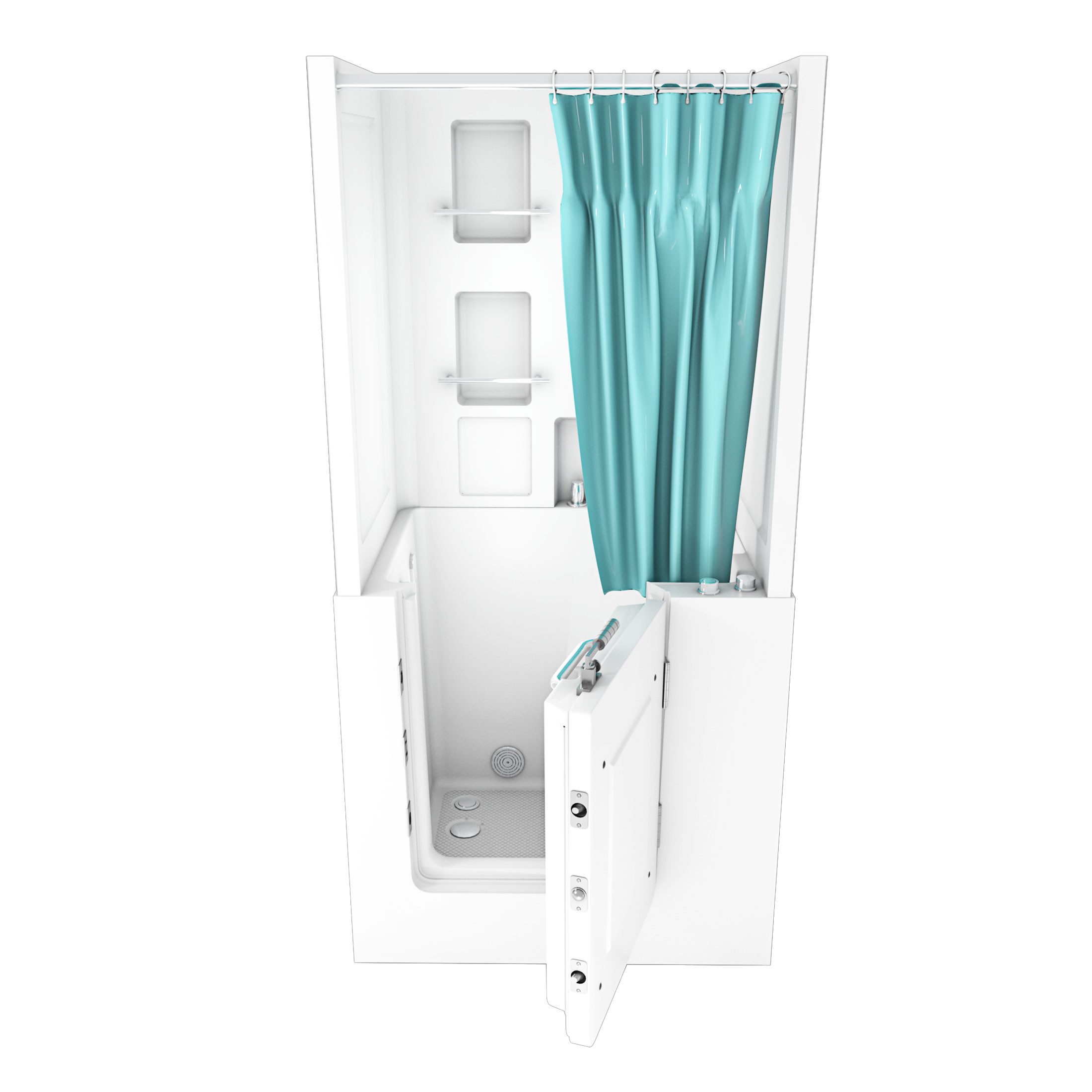 AcquaVapore Komplettdusche Seniorendusche Wanne Whirlpool S02D-WP-TH-B-R 100x78x205cm, inklusive Duschwanne, Integrierte Massagedüsen, Schnelle Reinigung, Nackenstütze, Überlauf A