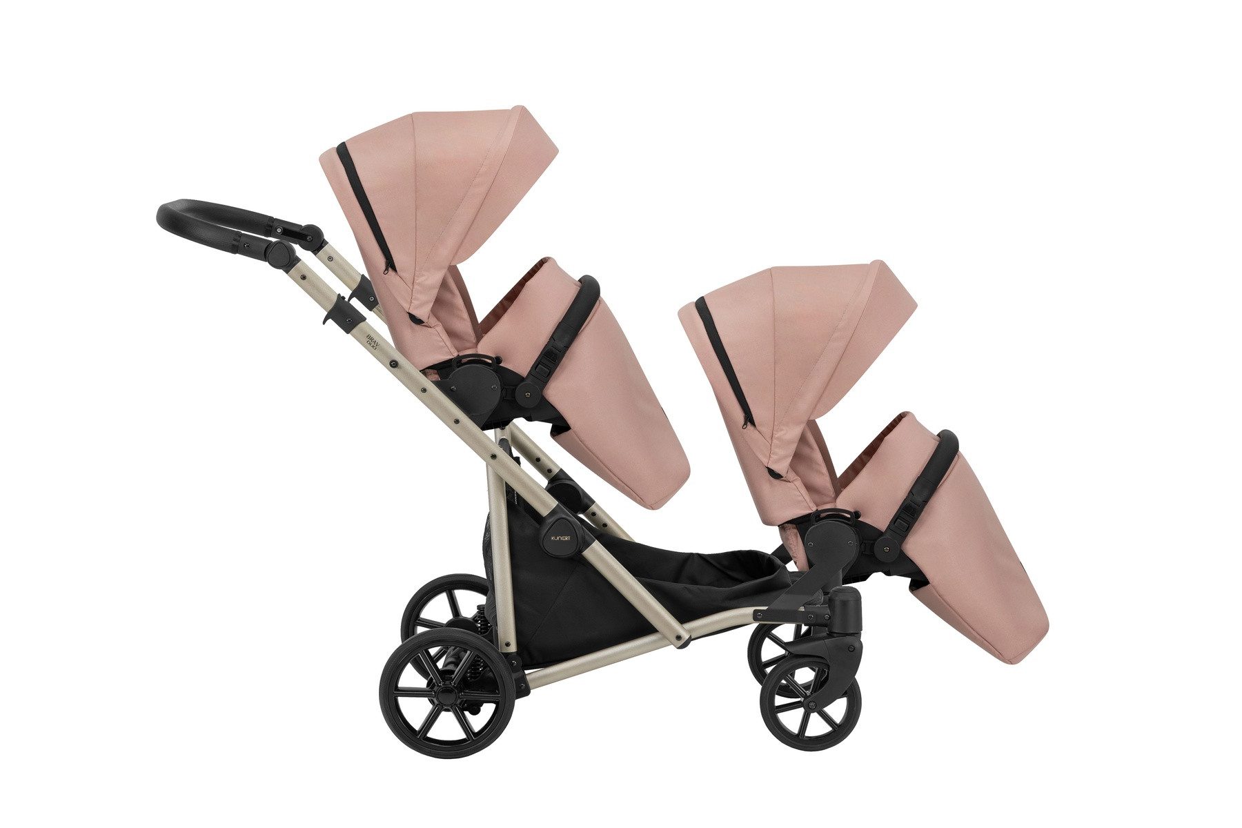 KUNERT Zwillings-Kombikinderwagen BRAV DUO 2in1 Doppelkinderwagen von KUNERT in Schwarz Gel-Rädern, 12 verschiedene Konfigurationen, leichtes Aluminiumgestell