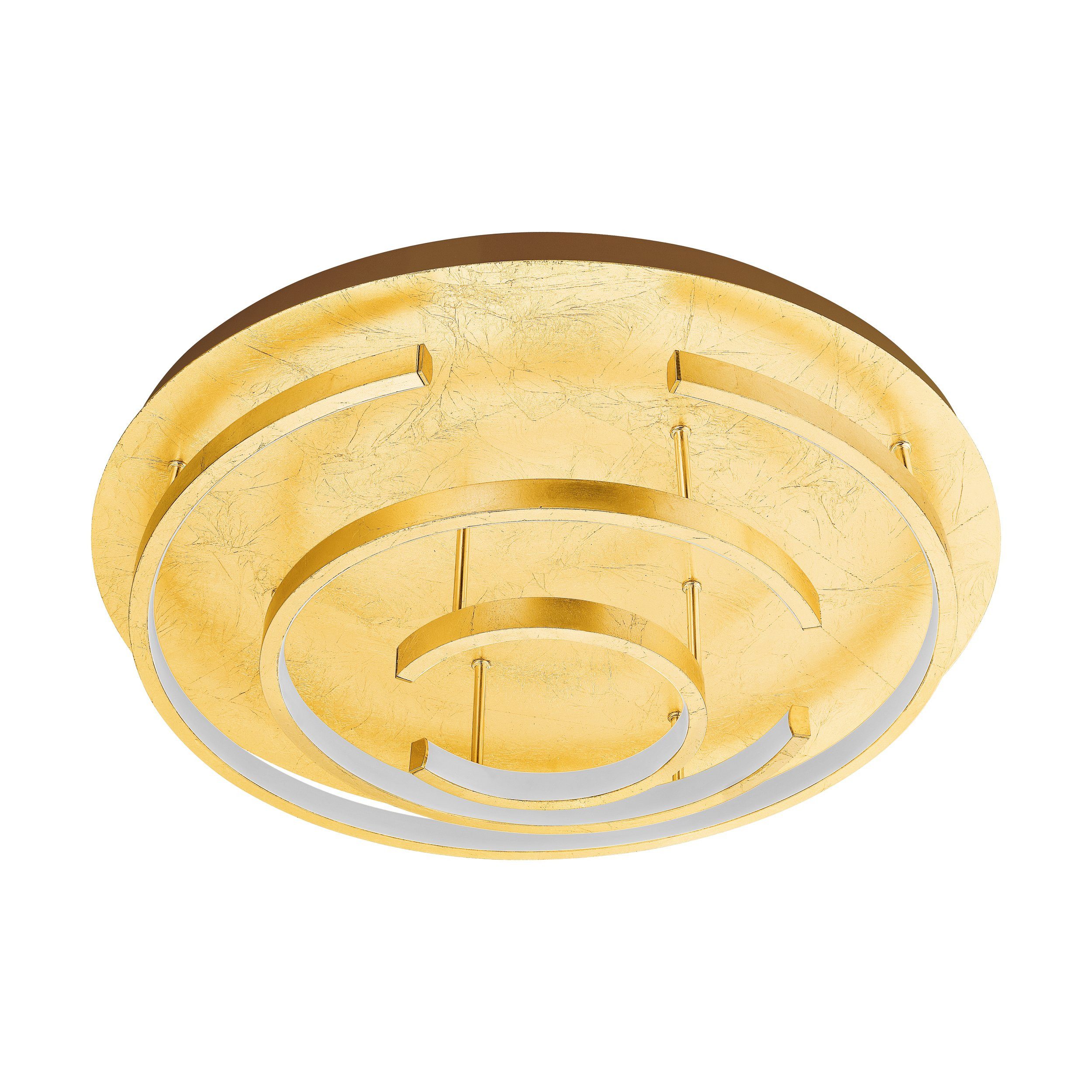 EGLO LED Deckenleuchte Pozondon, Leuchtmittel inklusive, LED-Deckenleuchte Gold Ø52cm 3100lm