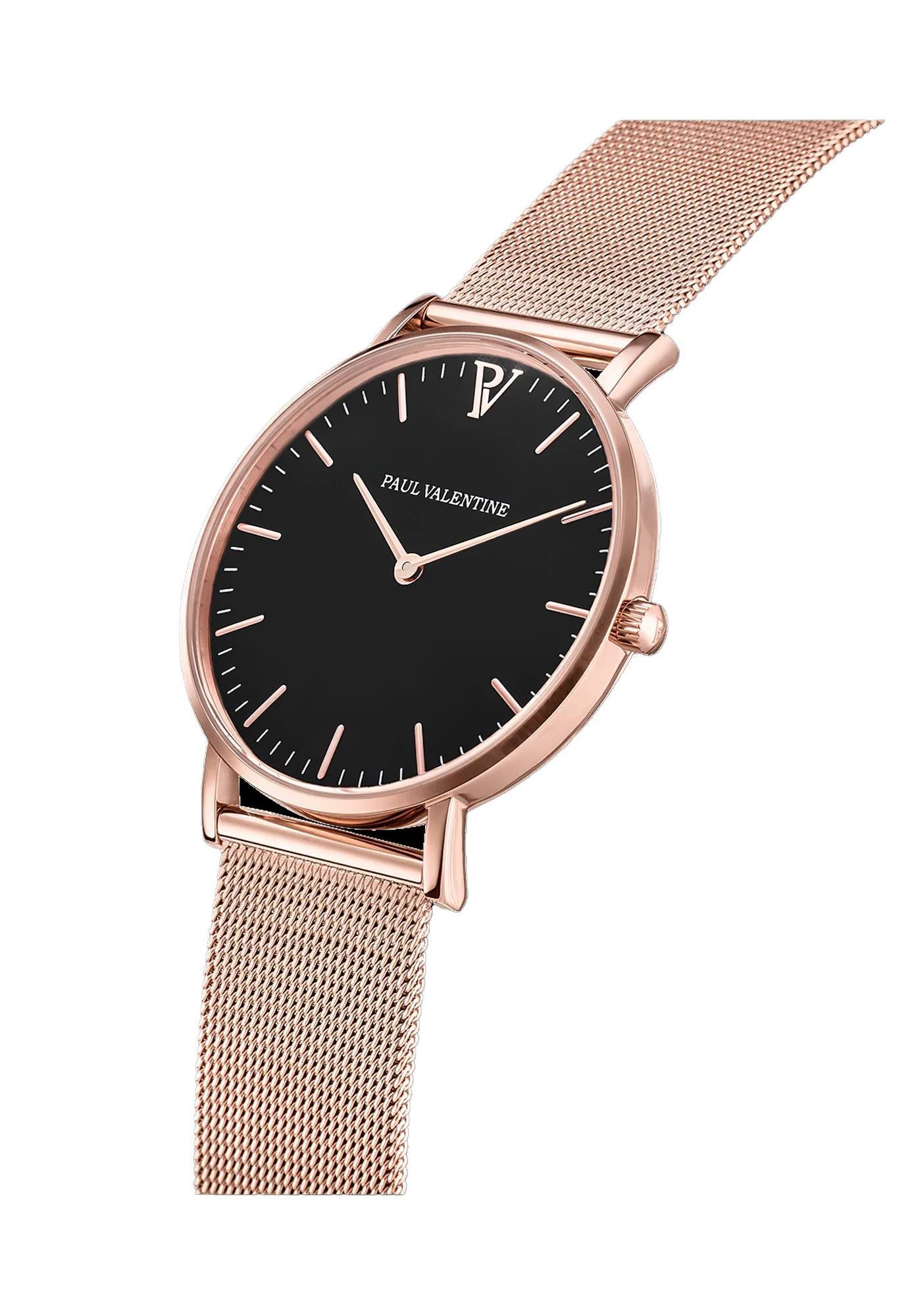 Paul Valentine Quarzuhr PEARL ROSE GOLD MESH