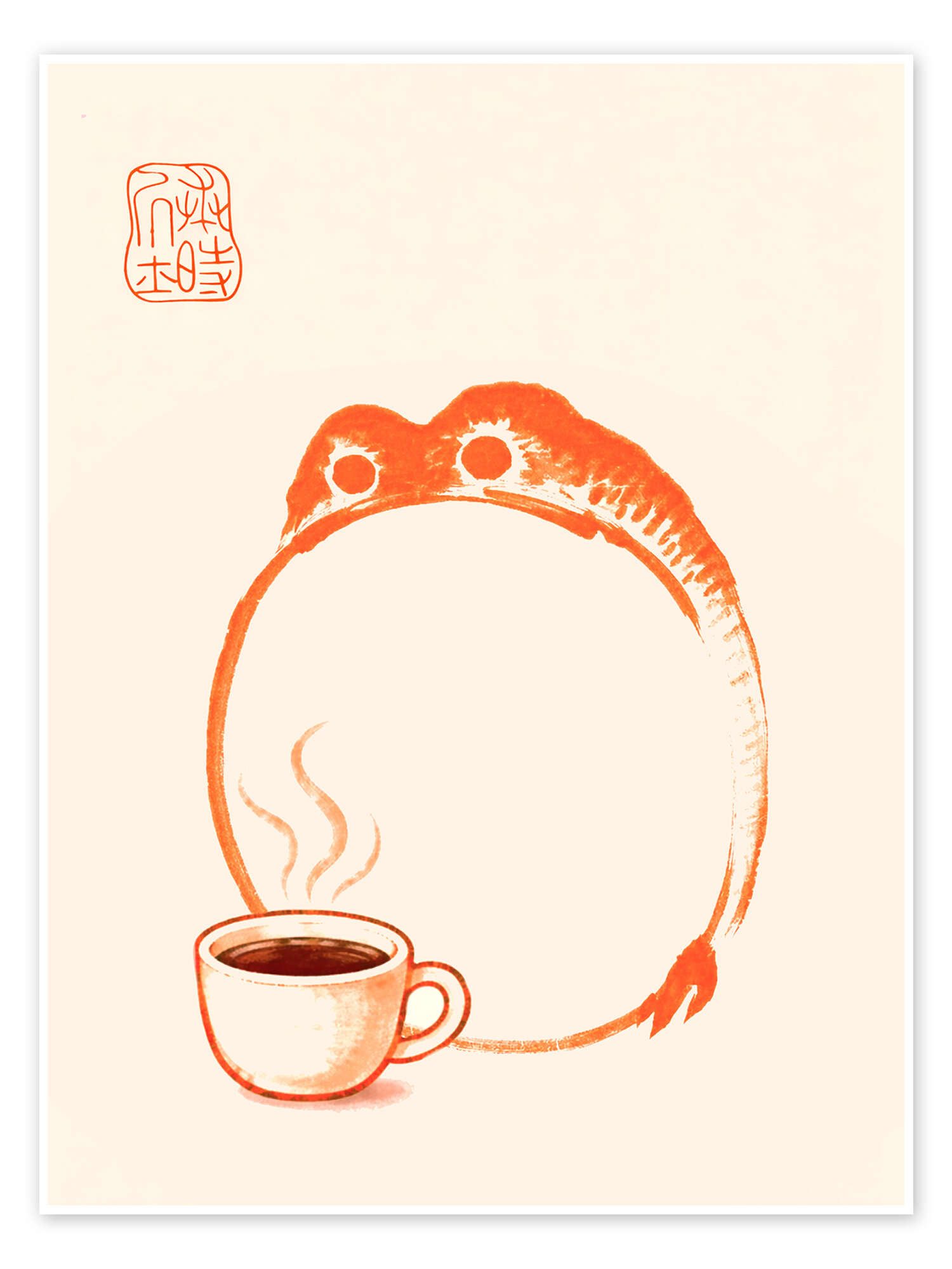 Posterlounge Meika Gafu - Coffee Frog, Matsumoto Hoji, erhältlich als Poster, Leinwandbild, Wandsticker oder Acrylglasbild