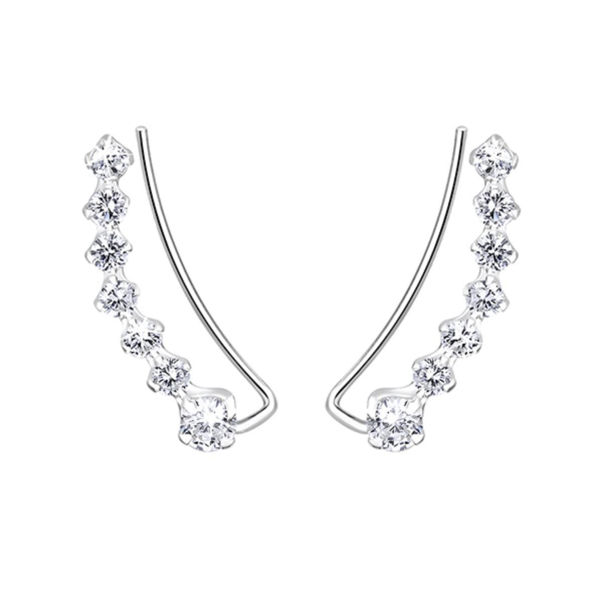 Order & Smile Schmuck Paar Ohrklemmen Ohrklemmen 925 Silber Zirkonia Ear Climber Ohr Kletterer