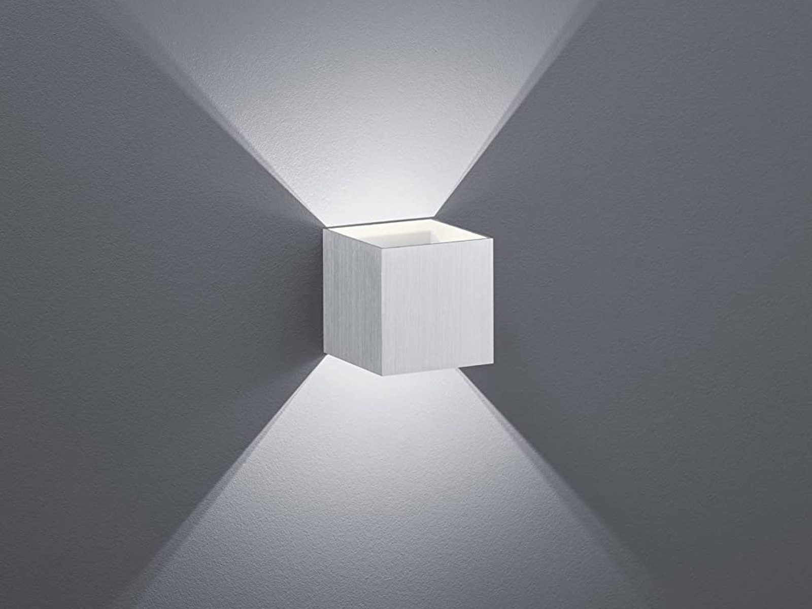 TRIO Leuchten LED Wandleuchte, Up & Down Beleuchtung, LED fest integriert, Warmweiß, Coole Würfel-Leuchte für Wand innen, Treppenhaus, Alu 10x10x10cm klein