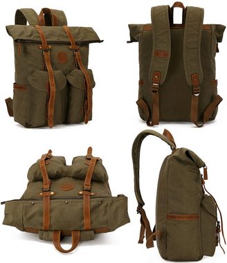 REDOM Laptoprucksack Canvas Rucksack Schulrucksack Rucksäcke Reiserucksack Schultertasche (Vintage Canvas Notebook Laptop Tasche Schule Uni Rucksack, Backpack mit Laptopfach, für bis 17,3-Zoll Laptop, luxuriös, Luxus), für Herren Damen Jungen Teenager Freizeit Arbeit Business Reisen