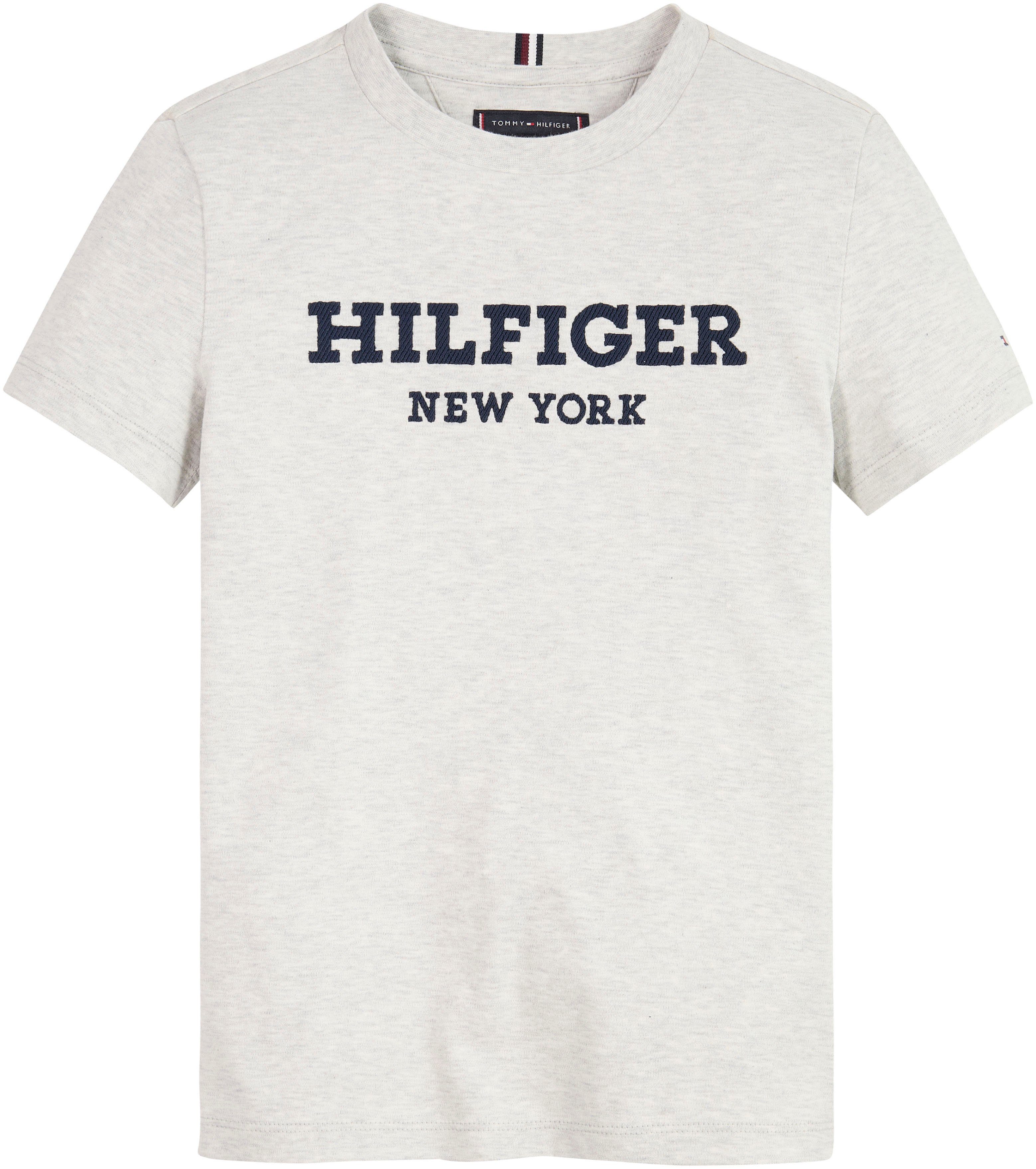 LOGO New_Light_Grey_Heather HILFIGER Statement T-Shirt Hilfiger Print mit S/S Hilfiger TEE Tommy