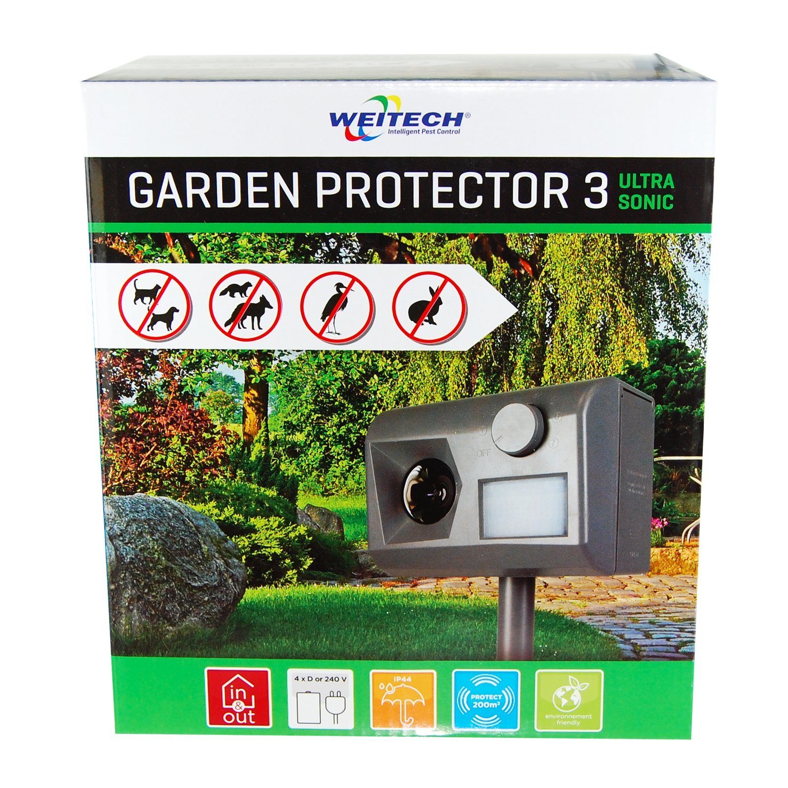 WEITECH Ultraschall-Tierabwehr Garden Protector 3 - Ultraschall Vertreiber