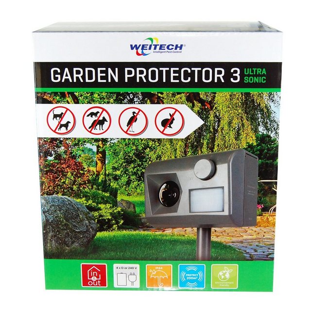 WEITECH Ultraschall-Tierabwehr Garden Protector 3 – Ultraschall Vertreiber