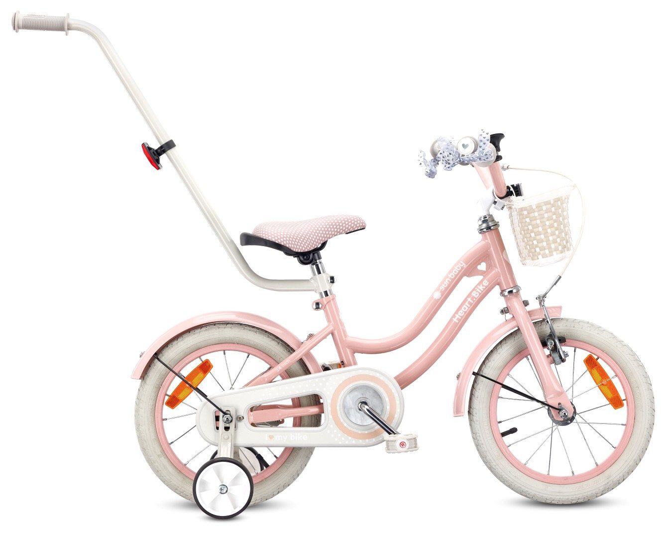 Sun Baby Kinderfahrrad SUN BABY Silver Moon 14 Zoll Kinderfahrrad mit Schubstange - Rosa