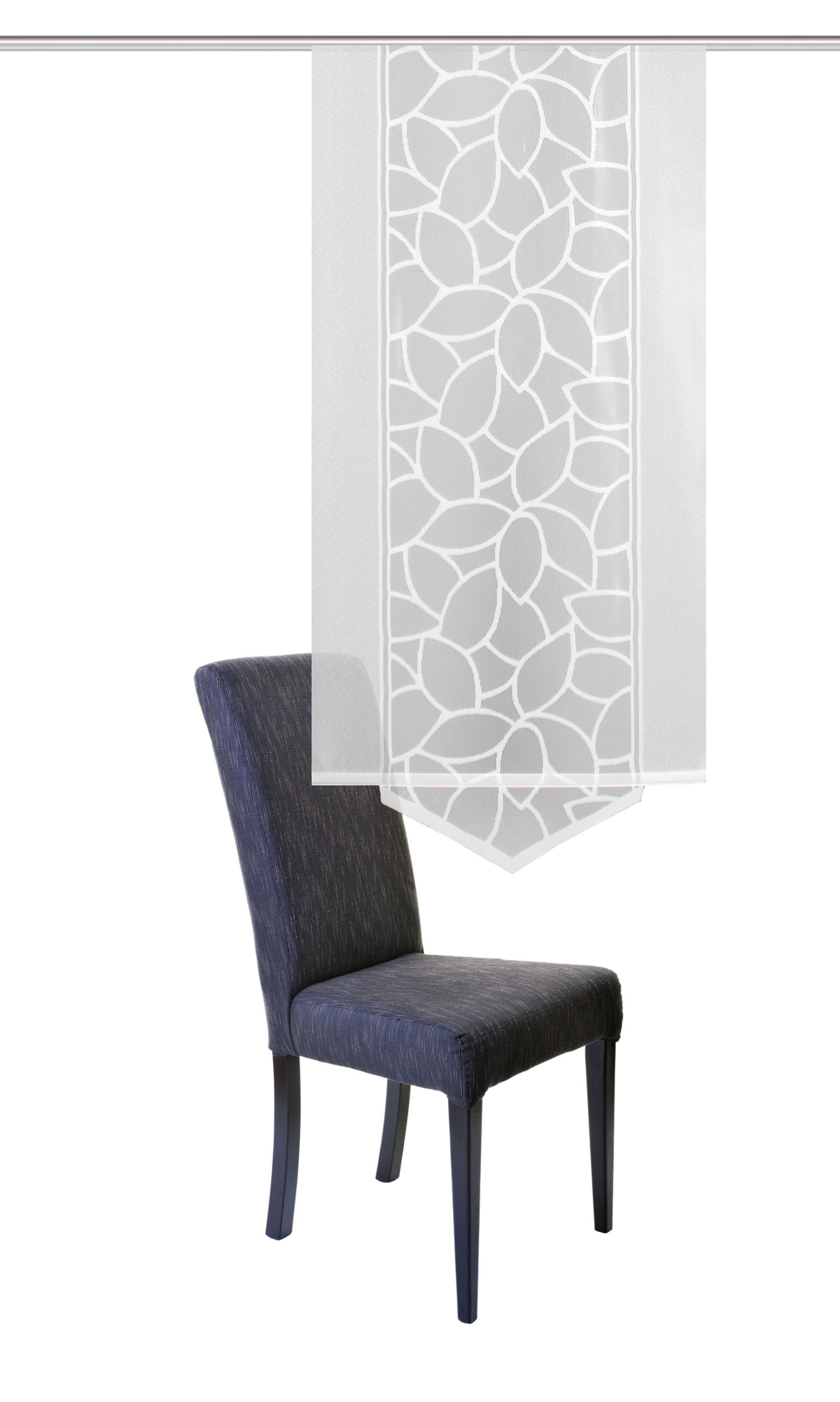 HOME WOHNIDEEN Schiebegardine 86629 Schiebevorhang mit Dreieck, 145 x 57 cm, Jacquard, weiß, halbtransparent, 100% Polyester