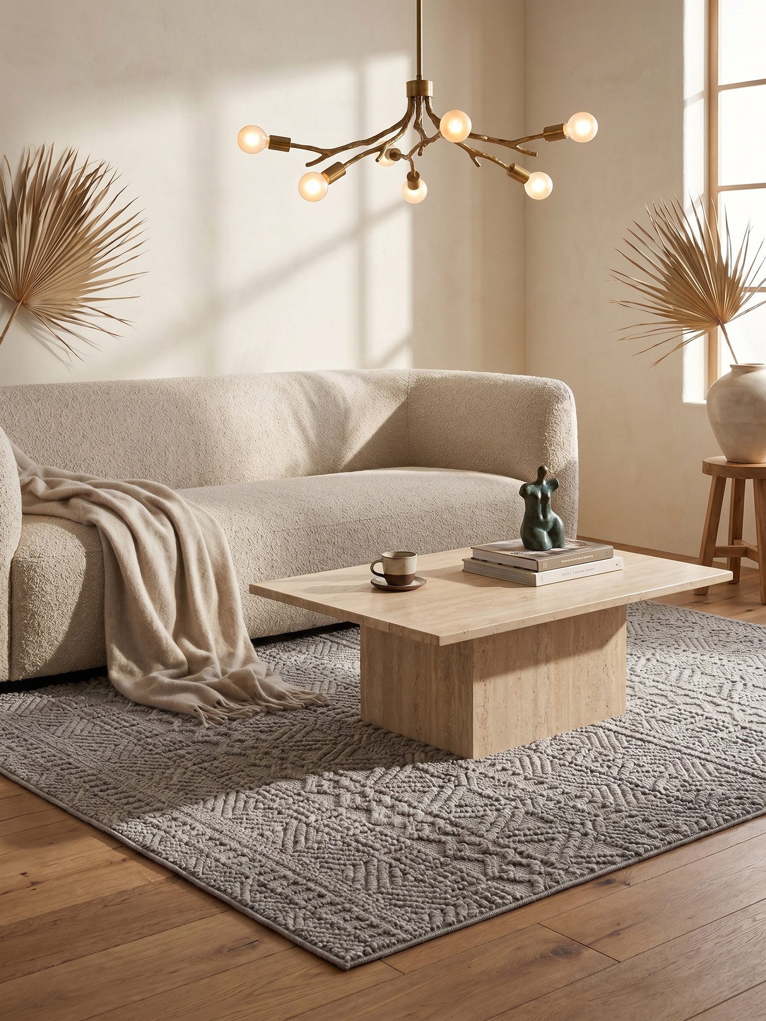 KADIMA DESIGN Teppich Boho Teppich LANGAU Ethno-Rauten Streifen Beige Creme Silber, Läufer, Höhe: 7 mm, Silber, 60x110 cm, Saugroboter OEKO-TEX Fußbodenheizung – Bild 4 von 5