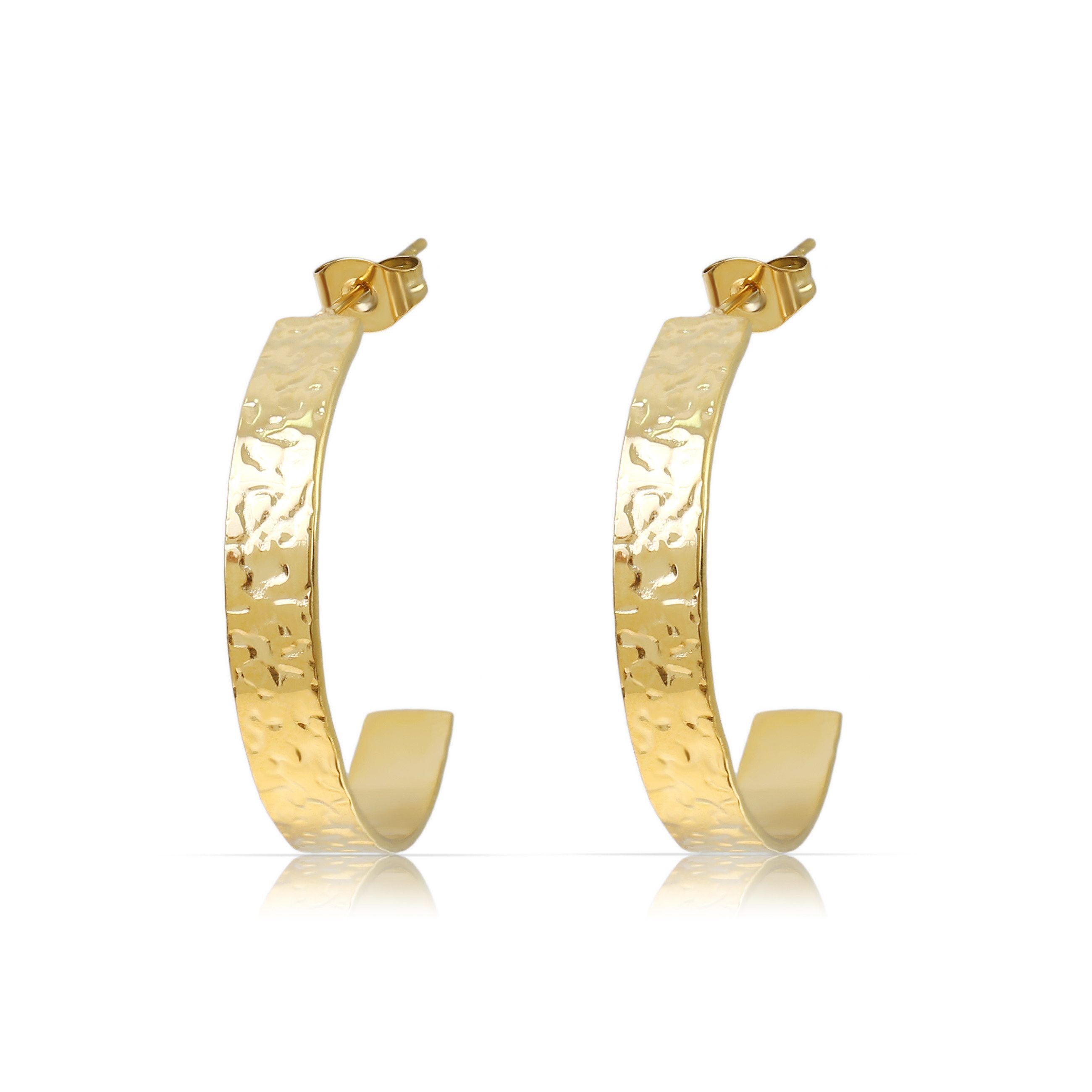 Made by Nami Paar Creolen in Gold, Wasserfest aus Edelstahl, Schmuck Damen Geschenk Freundin
