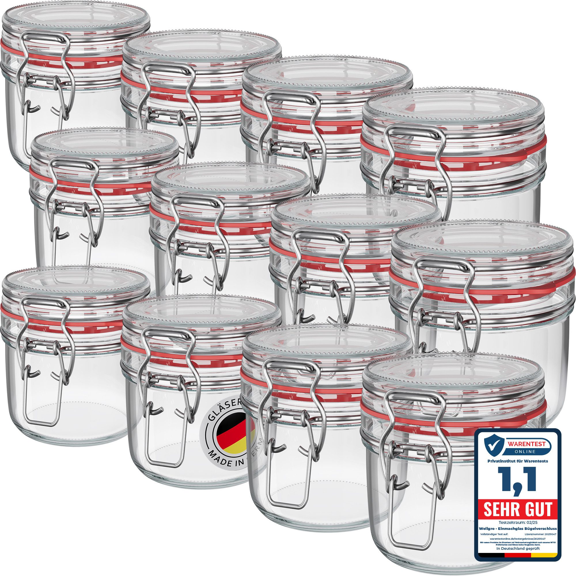 Vorratsglas Einmachgläser mit Bügelverschluss rund, Fermentierglas