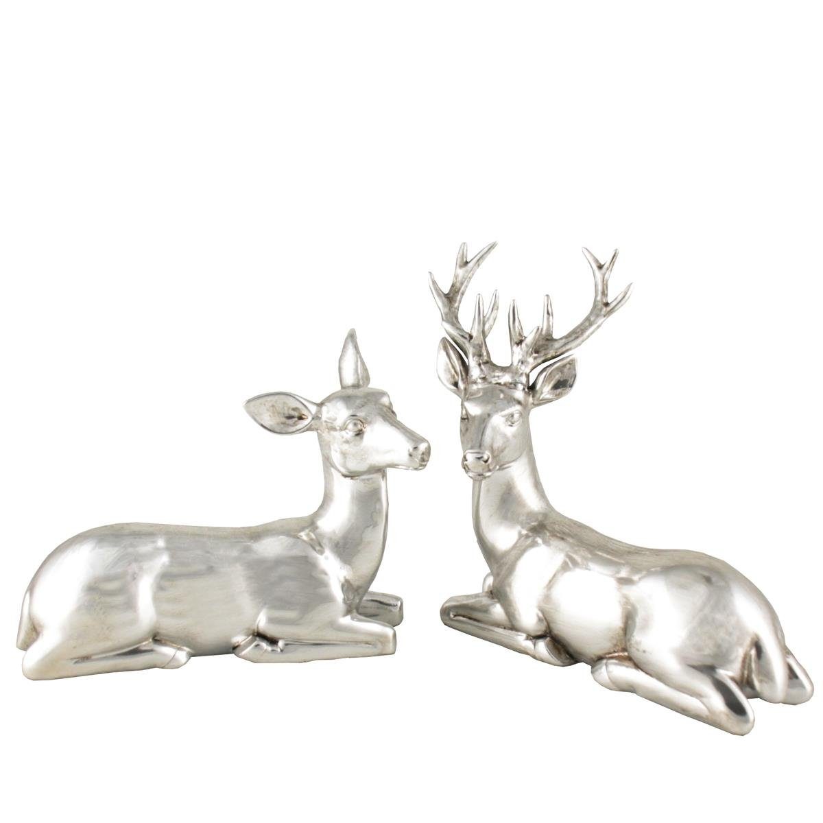 440s Dekoobjekt 440s 2er Set Hirschpaar liegend silberfarben (Paar)
