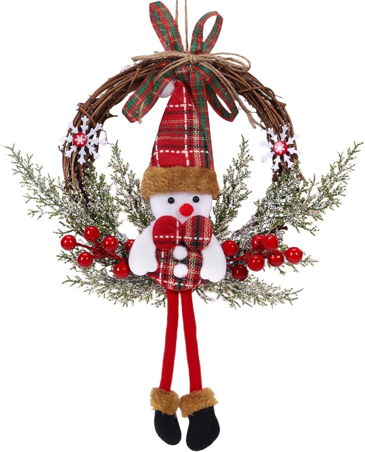 FELIXLEO Dekokranz 2 Weihnachten Deko Türkranz, 35cm Weihnachtskranz Schneemann