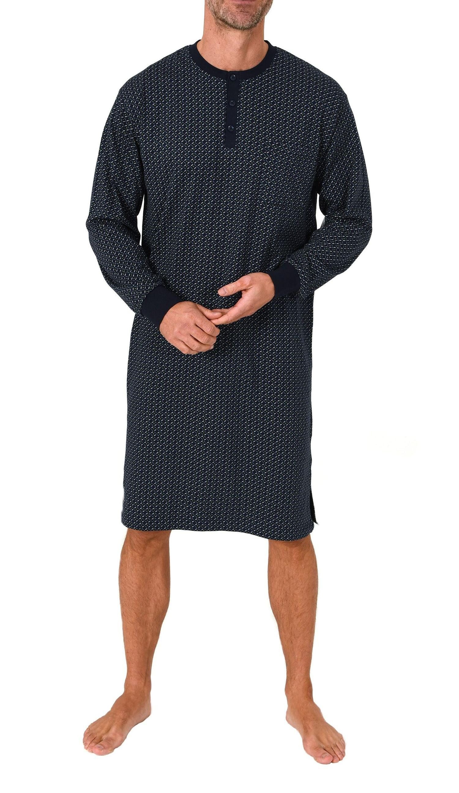 Normann Pyjama Normann Herren Langarm Nachthemd mit Bündchen und Knopfleist günstig online kaufen