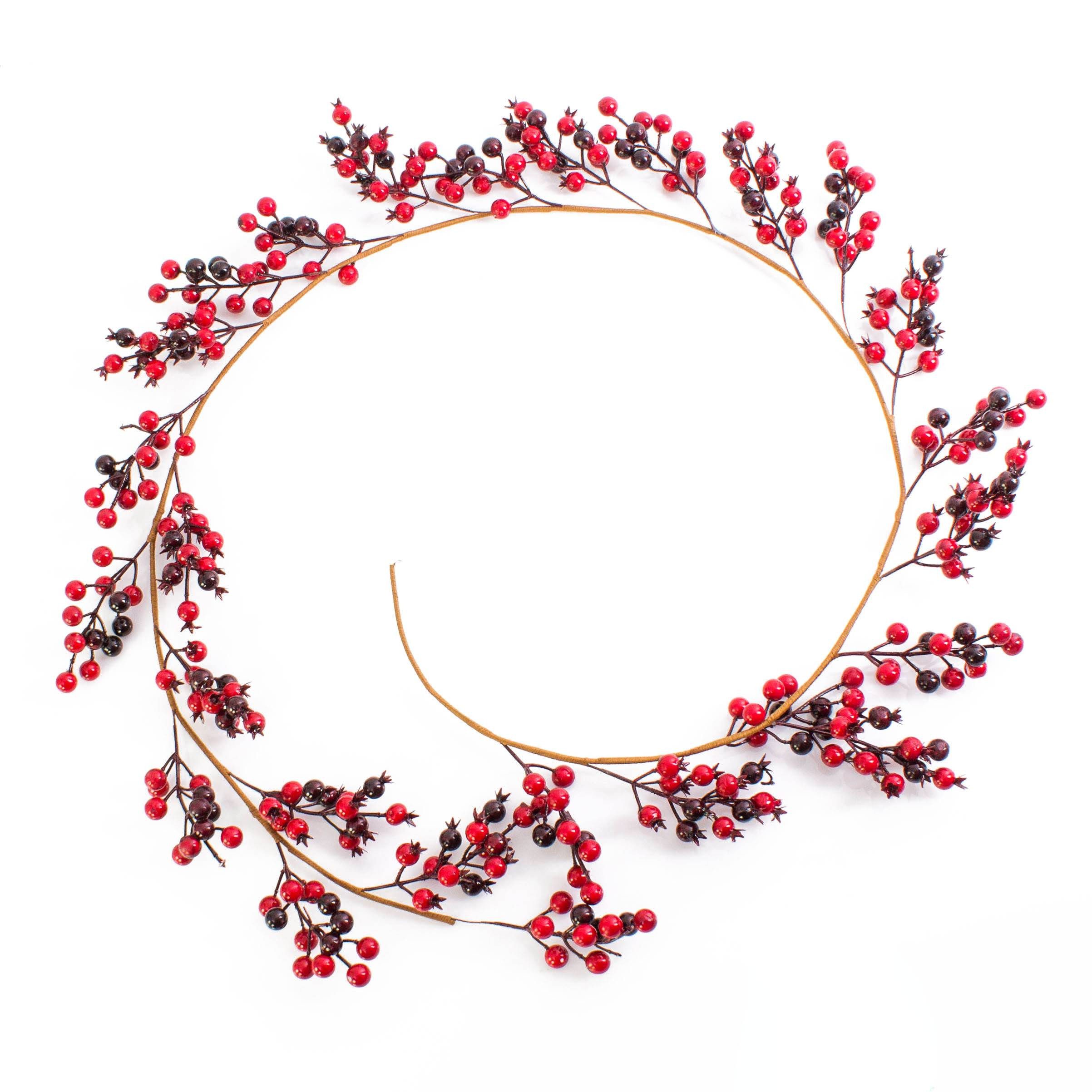 Kunstgirlande Deko Beerengirlande, rot - weinrot, 180cm - Künstliche Beeren Feuerdorn, artplants, Höhe 180.0 cm