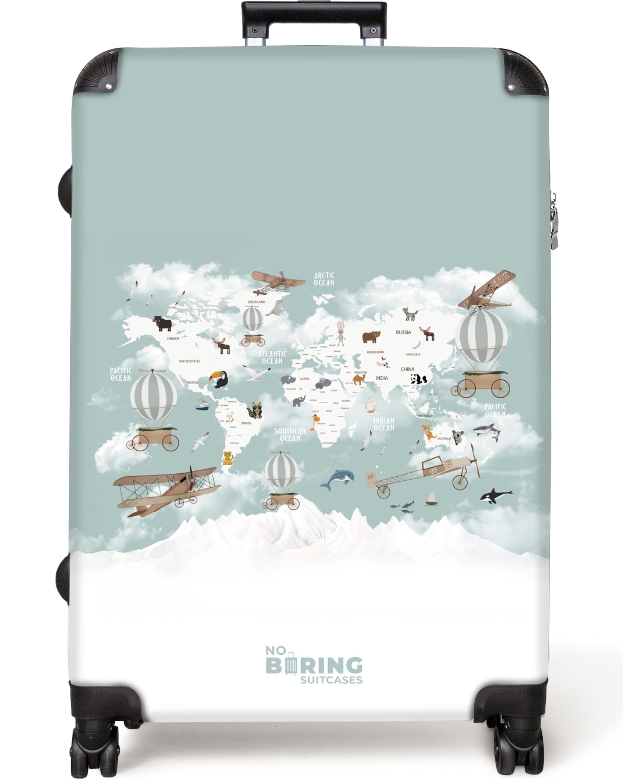 NoBoringSuitcases.com© Hartschalen-Trolley Weltkarte - Kind - günstig online kaufen