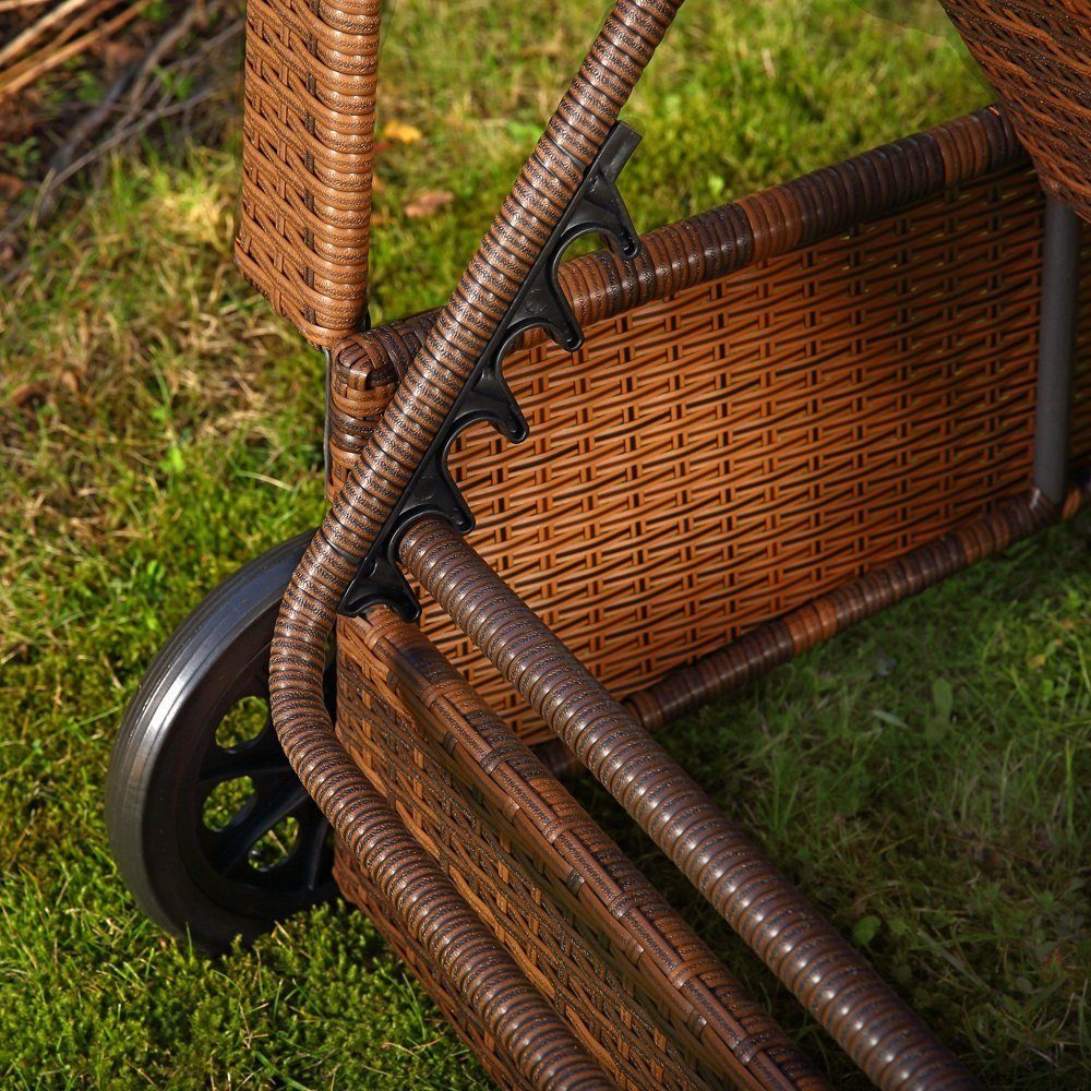 Sonnenliege Gartenliege verstellbar Mehrfach Braun inkl. Saunaliege, Gartenliege Kissen&Kopfstütze Stück, Melko Polyrattan