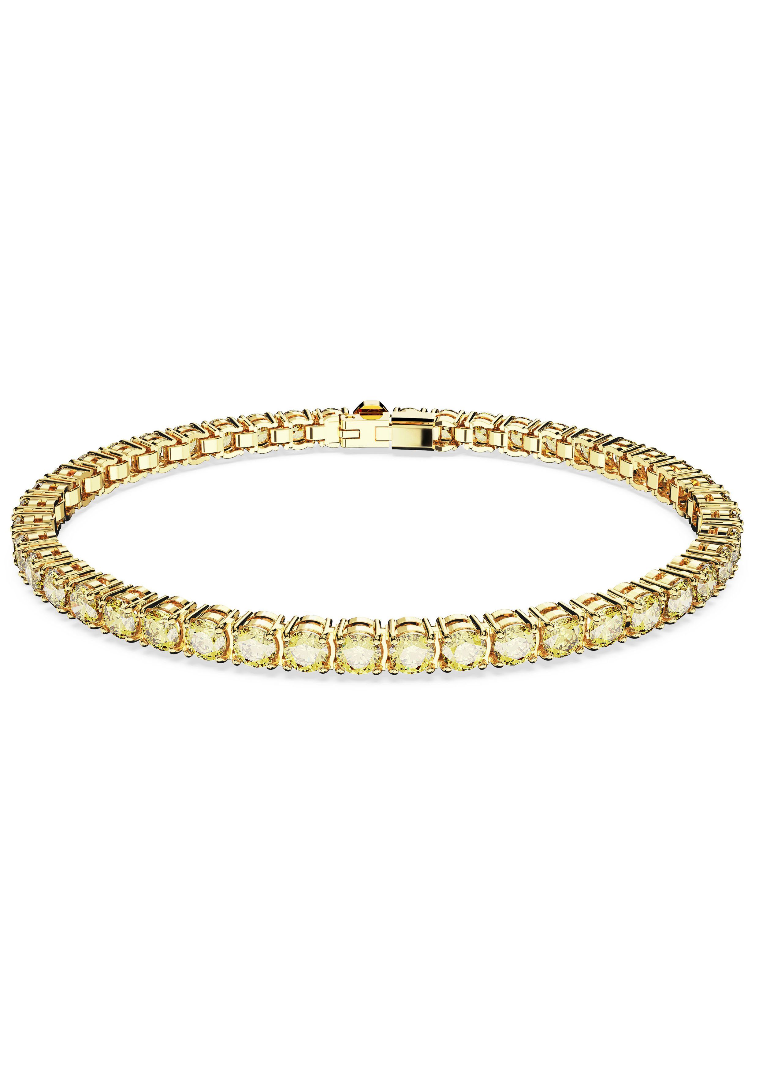 Swarovski® Kristall Rundschliff, mit Swarovski gelbgoldfarben-gelb Tennisarmband Matrix,