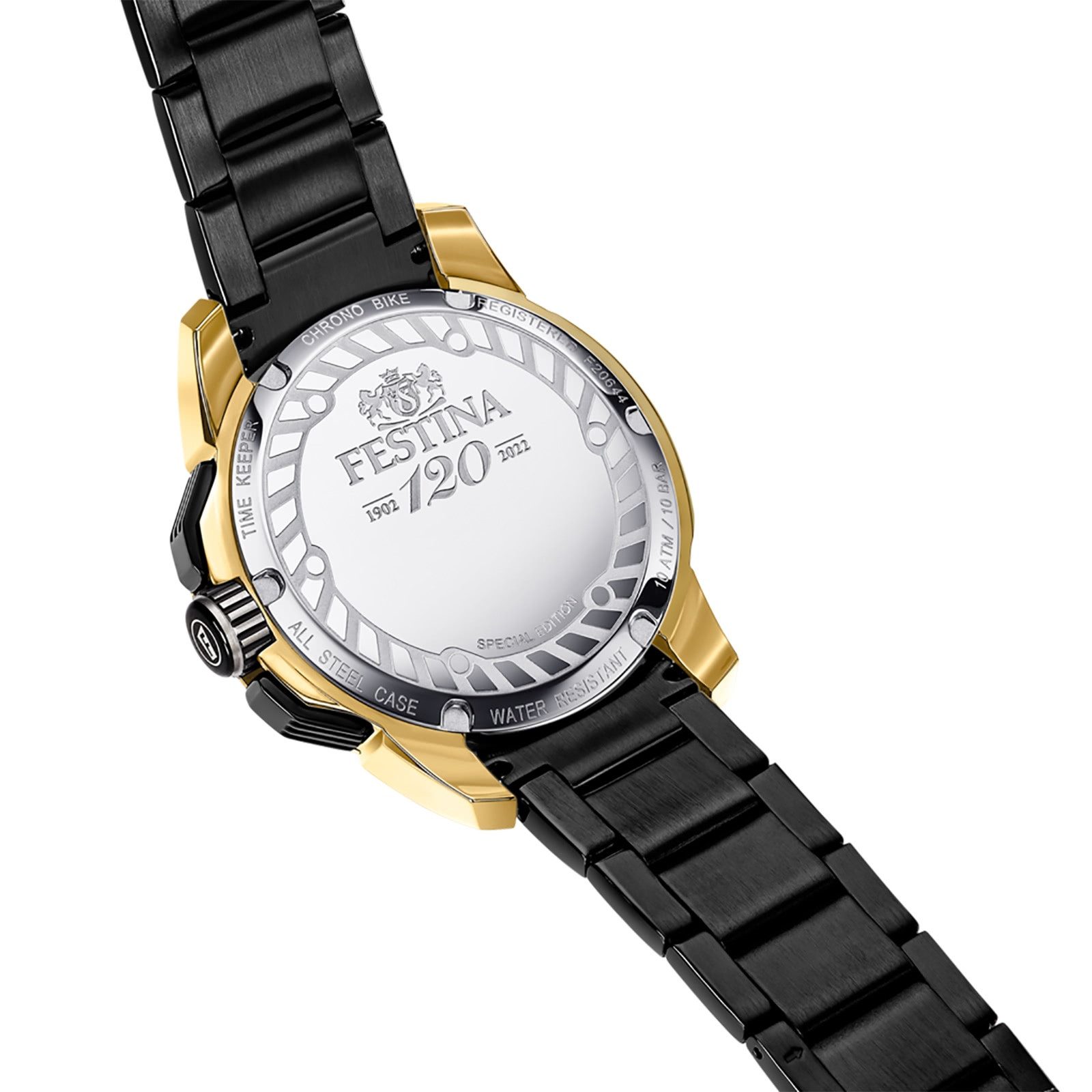 Festina Quarzuhr Festina Herrenuhr Edelstahl schwarz, (Analoguhr), Herren Armbanduhr rund, Edelstahlarmband schwarz, Sport