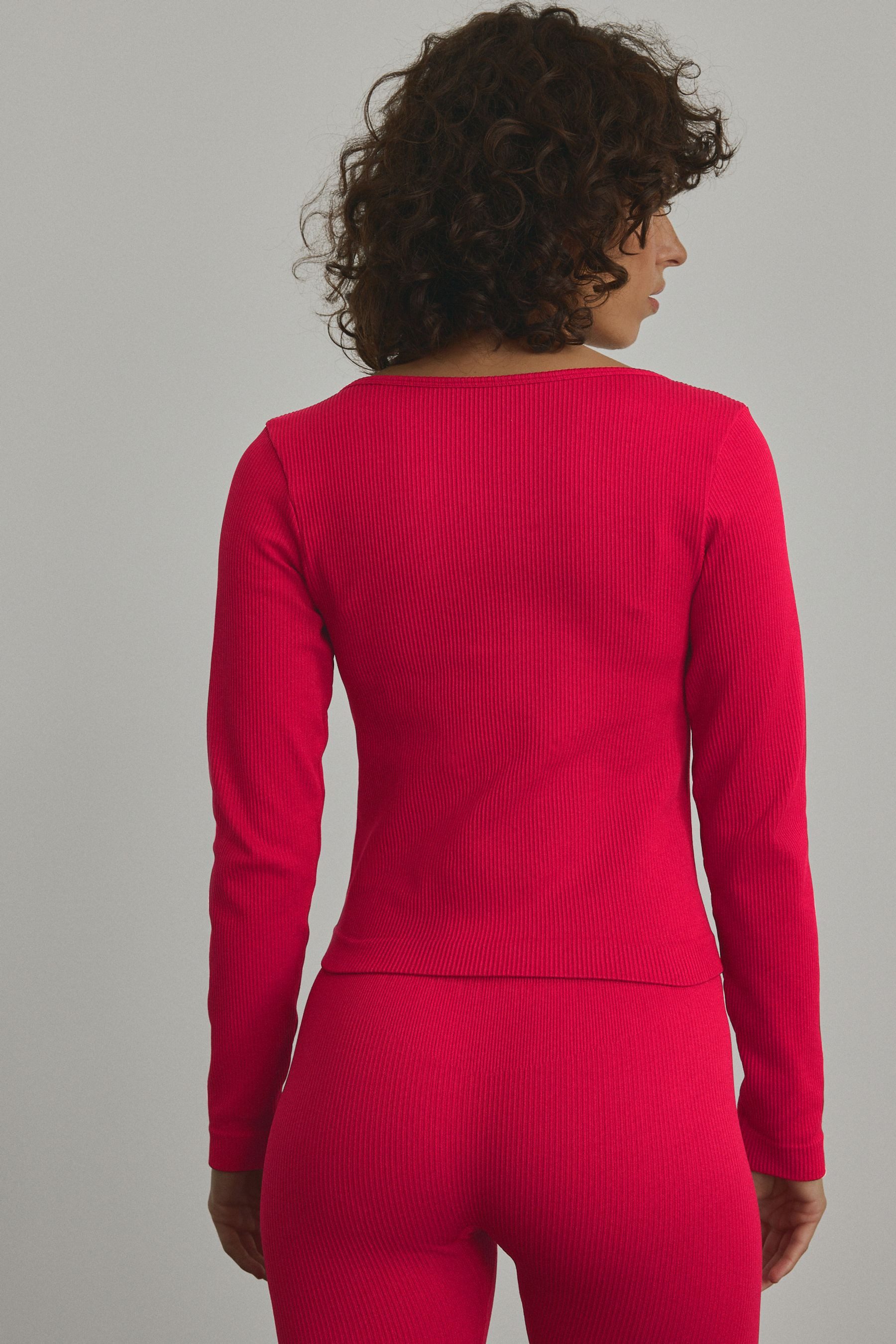 Next Langarmshirt Geripptes Langarmtop mit tiefem günstig online kaufen
