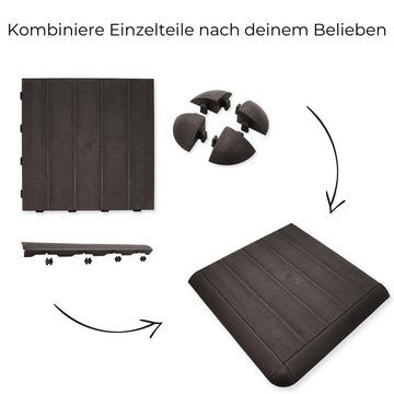 GarPet Outdoor-Bodenplatte Bodenplatten Klicksystem Holzoptik 4x Eck Abschlusselement