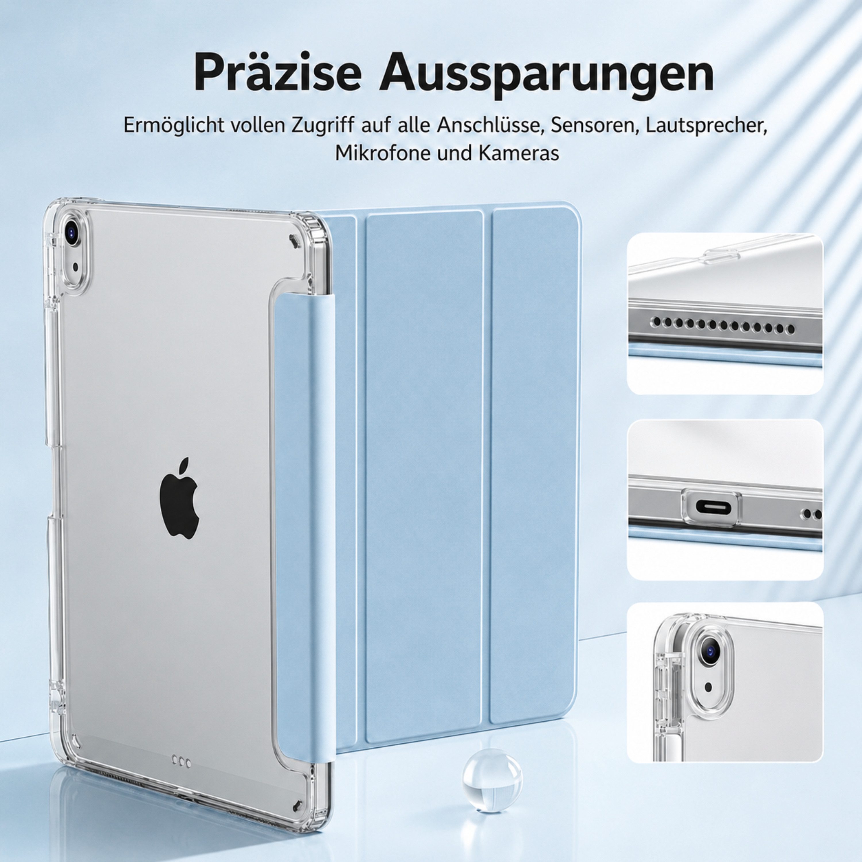 S&T Design Tablet-Hülle Hülle für iPad mit Stifthalter Transparent Stoßfest Tablet Schutzhülle, Kratzfest Hülle Cover Stoßfest Hard Case Ständer Kamera Displays – Bild 2 von 5