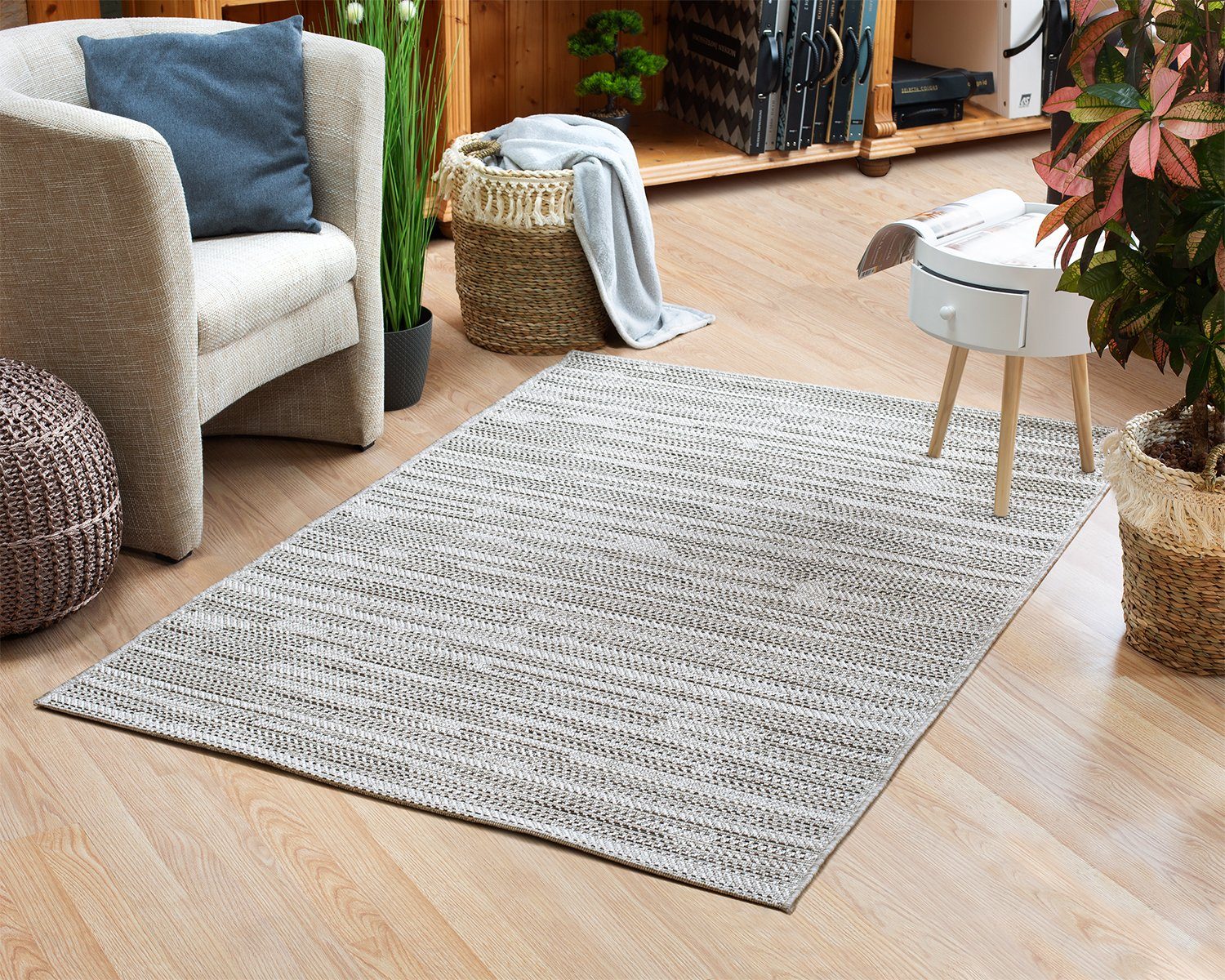 DomDeco Teppich In- & Outdoor Teppich UMAR mit Flachgewebe - wetterfest & robust für Garten/Terrasse/Balkon oder Innenräume, aus Kunstfaser