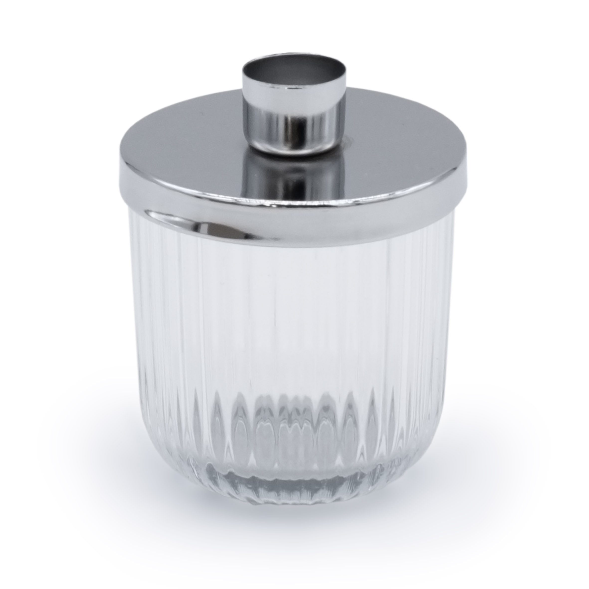 Spetebo Kerzenhalter Metall Kerzenhalter mit Deko Glas (Stück, 1 St., Kerzenhalter), Kerzenständer in Silber für Stabkerzen