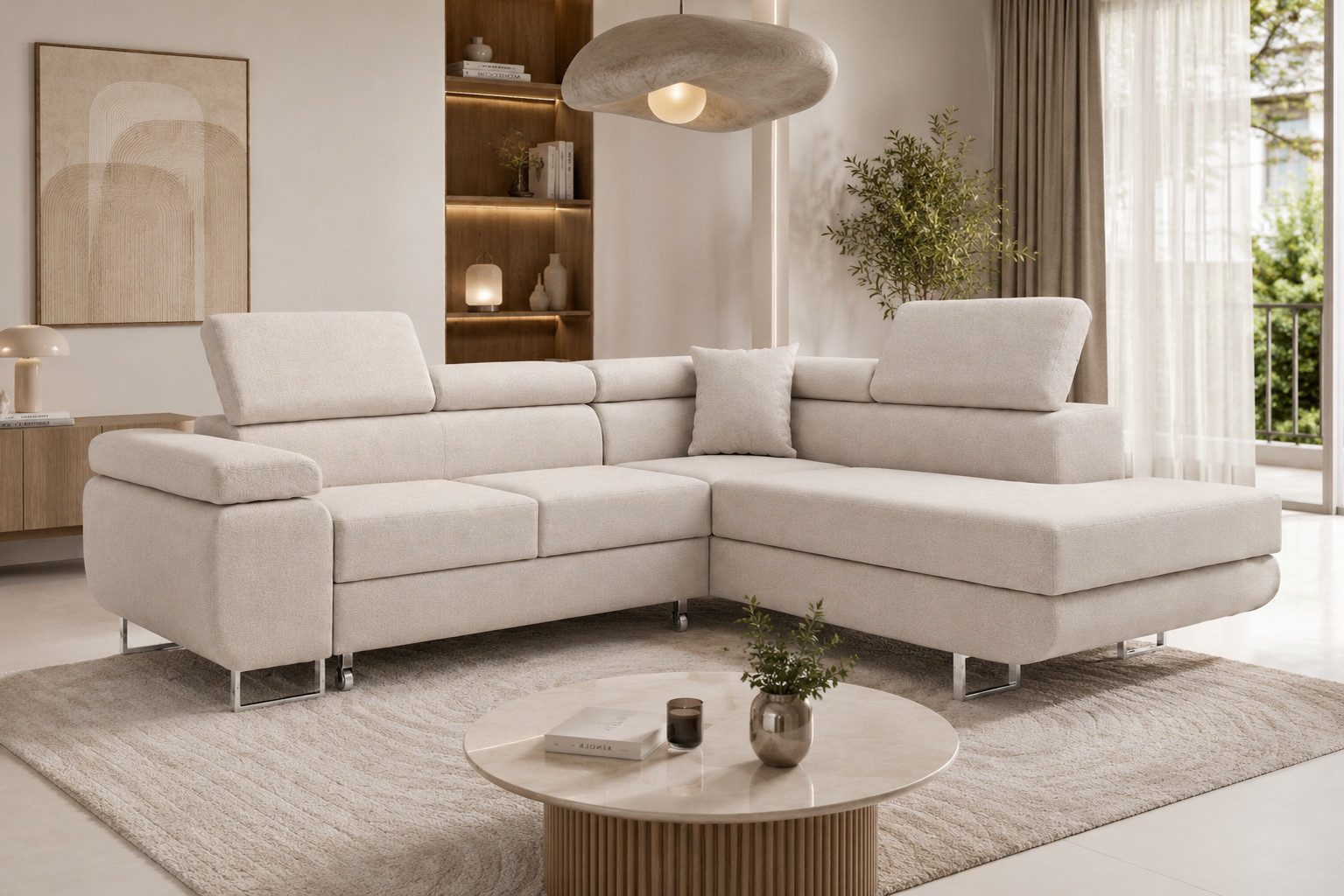 Labett Ecksofa mit Schlaffunktion & Bettkasten Links/Rechts Sofa L-Form GUERO