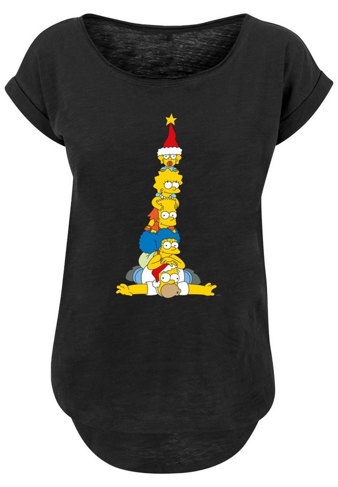 F4NT4STIC T-Shirt The Simpsons Family Christmas Weihnachtsbaum Print,  Hinten extra lang geschnittenes Damen T-Shirt
