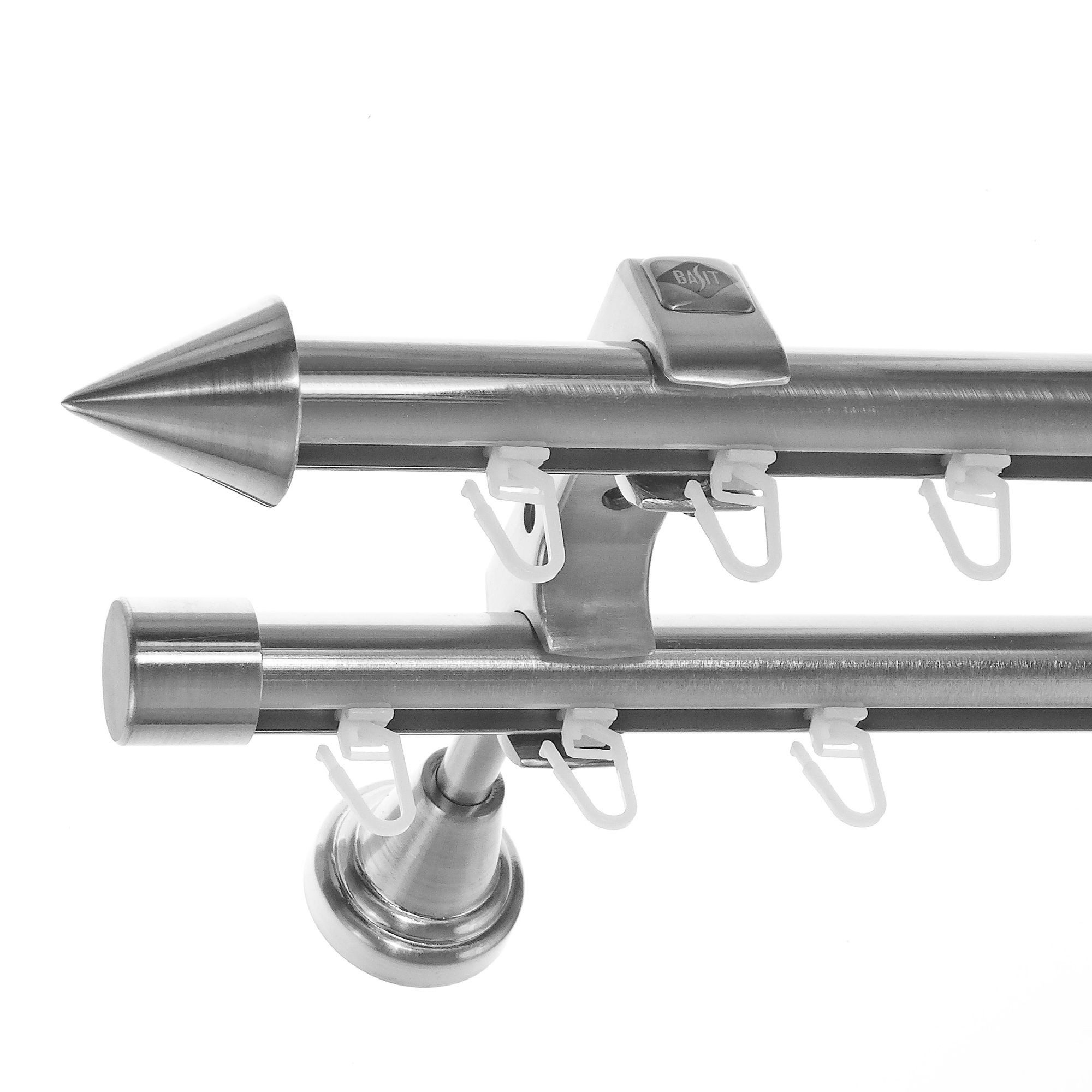 BASIT Gardinenstange Innenlauf Edelstahloptik 20mm mit Wandträgern 120 cm E günstig online kaufen