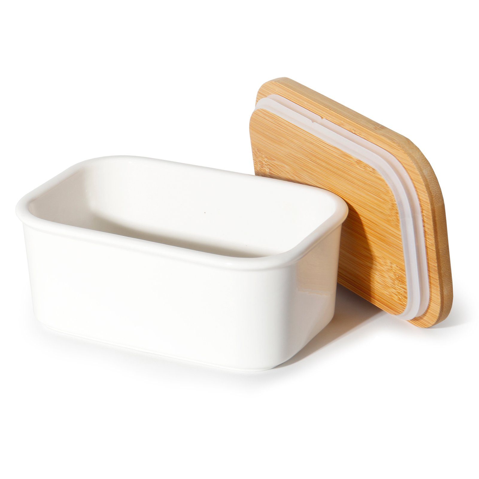 Zedelmaier Butterdose Butterglocke aus Keramik,Butterschale Porzellan für Butter(250g), (HYH005), Butterdose Keramik y Deckel Holz