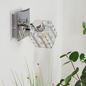 hofstein Wandleuchte »Pupafratta« moderne Wandlampe aus Metall in Silber/Chrom, ohne Leuchtmittel, Leselampe mit verstellbaren Strahler und Lichteffekt, 1xG9