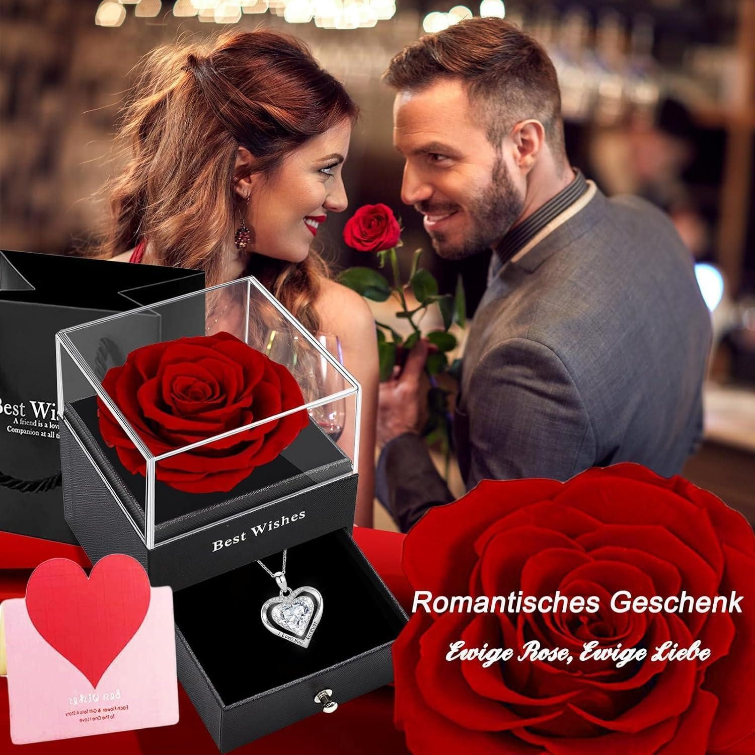 LuxusKollektion Schmuckset Ewige Rose Geschenkbox Konservierte Blumen Roman günstig online kaufen