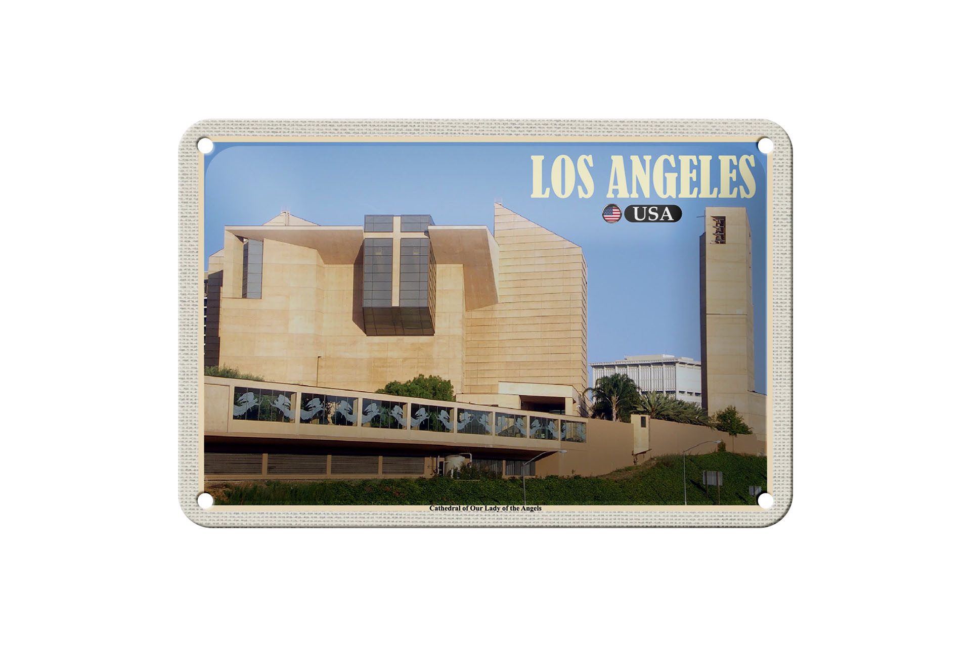 Metallschild Reise 18x12cm Los Angeles Cathedral Our Lady of Angels