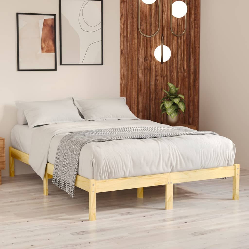 vidaXL Bettgestell 160 x 200 cm Massivholzbett Kiefer 160x200 cm Doppelbett Bett Bettrahm