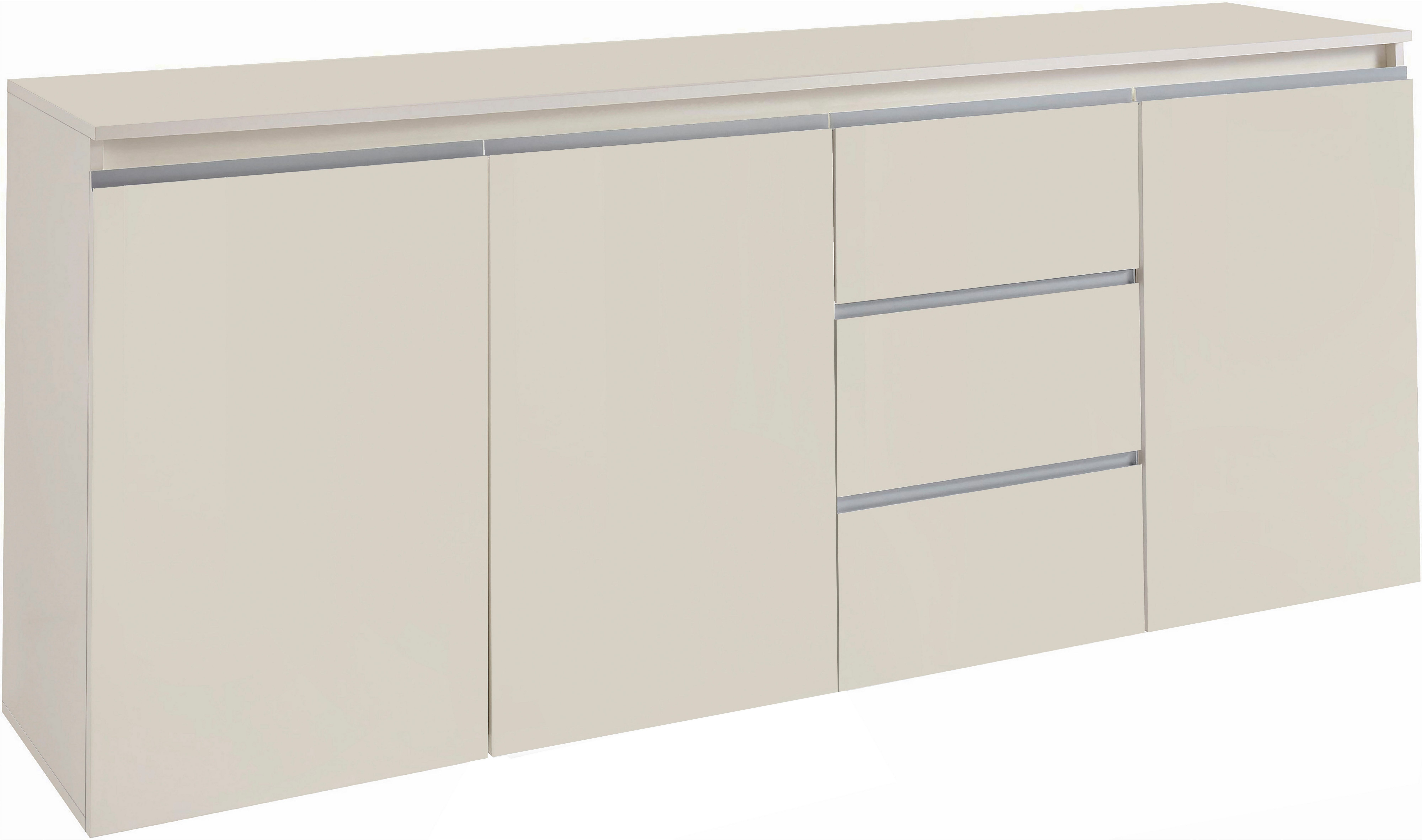 Home affaire Sideboard Magic, Kommode, Schrank, Stauraumschrank, Mit 3 Türen,3 Schubkästen und Aluminiumgriff, (B/T/H) 200x40x81 cm