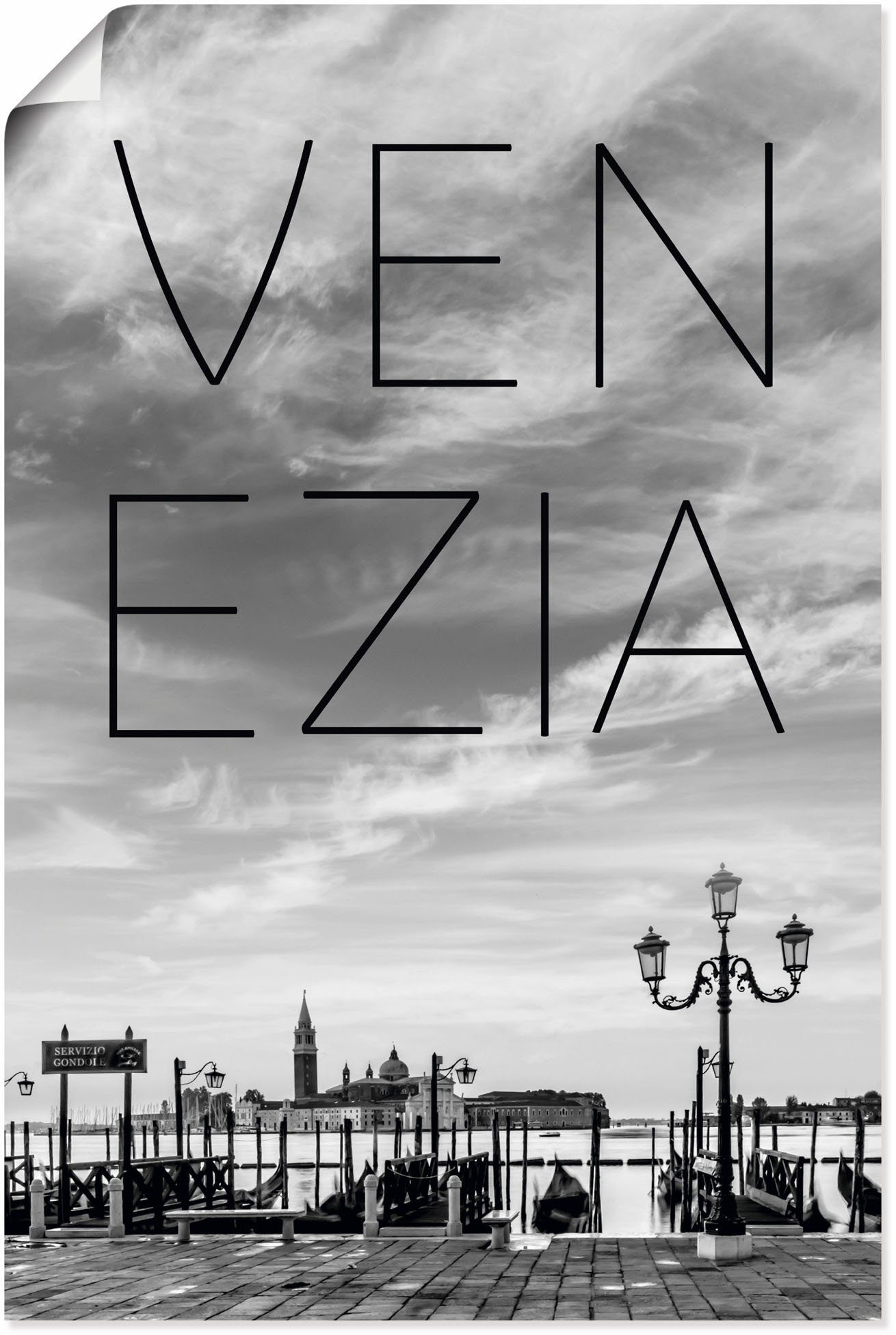 Artland Wandbild Gondeln am frühen Morgen in Venedig, Venedig (1 St), als Alubild, Leinwandbild, Wandaufkleber oder Poster in versch. Größen