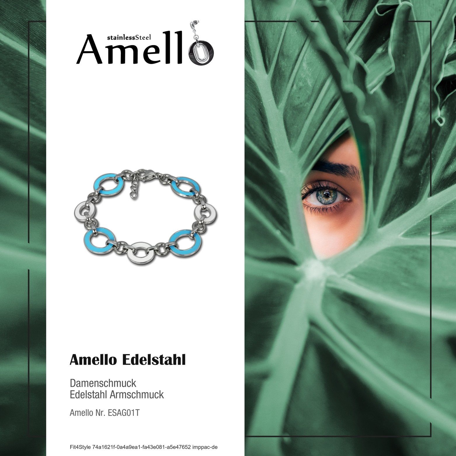 Armband Amello Amello Verlängerung, ca. Steel + Edelstahlarmband (Stainless türkis (Oval) Damen 2cm 18cm Edelstahl Armband (Armband), weiß Oval