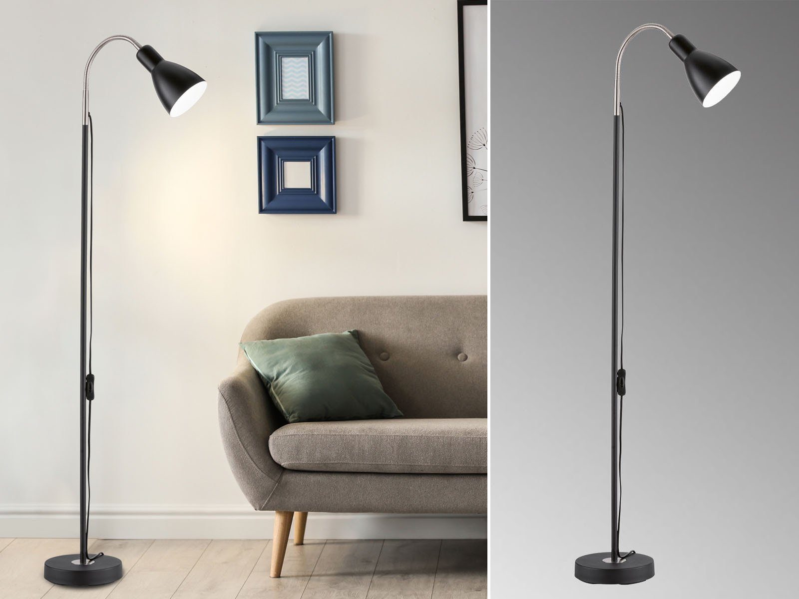 FISCHER & HONSEL LED Stehlampe, kleine Leselampe Designklassiker  Bogen-Lampe Grau als Vintage Spot zum Lesen hinter Couch & Sofa online  kaufen | OTTO