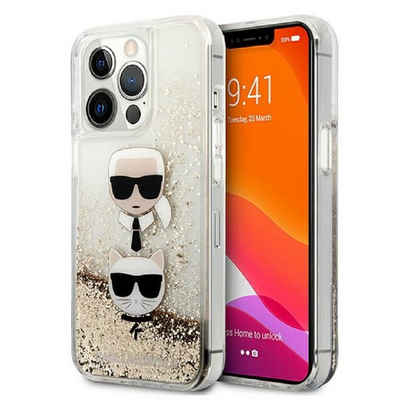 KARL LAGERFELD Handyhülle Case iPhone 13 Pro Cover Glitzer gold 6,1 Zoll, Kantenschutz