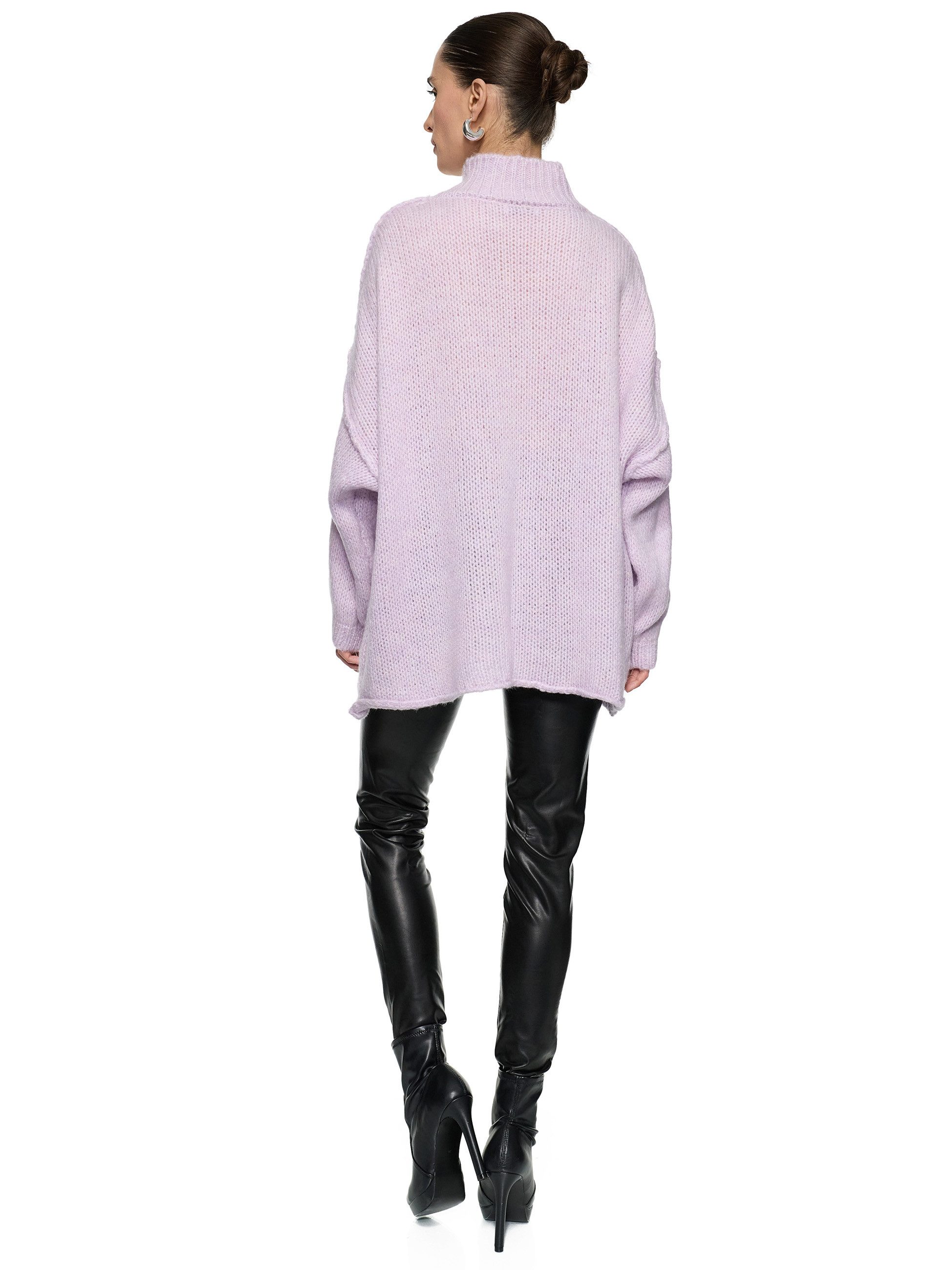 Worldclassca Longpullover WORLDCLASSCA Damen Oversize Strickpulllover Lang Pulli mit Steh Kragen Neue Kollektion - Stilvolle und gemütliche Strickmode für Damen