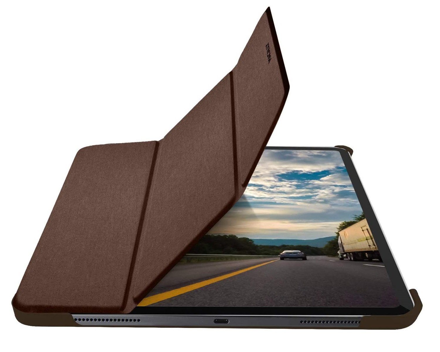 Macally Tablet-Hülle Schutz-Hülle Stand Smart Tasche Case Cover, passend für Apple iPad Pro 12,9" 4 2020, Apple Pencil kompatibel, Stand-Funktion, Magnet-Verschluss, leicht und flach, Ein-/Aus-Funktion