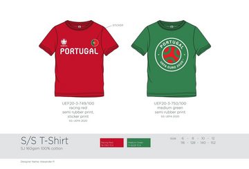coole-fun-t-shirts T-Shirt 2x PORTUGAL Kinder T-Shirt EURO 2020 / 2021 Fußball Trikot Shirt DOPPELPACK rot und grün Europameisterschaft Jungen + Mädchen 6 8 10 12 Jahre Gr.116 128 140 152 (2er-Pack)