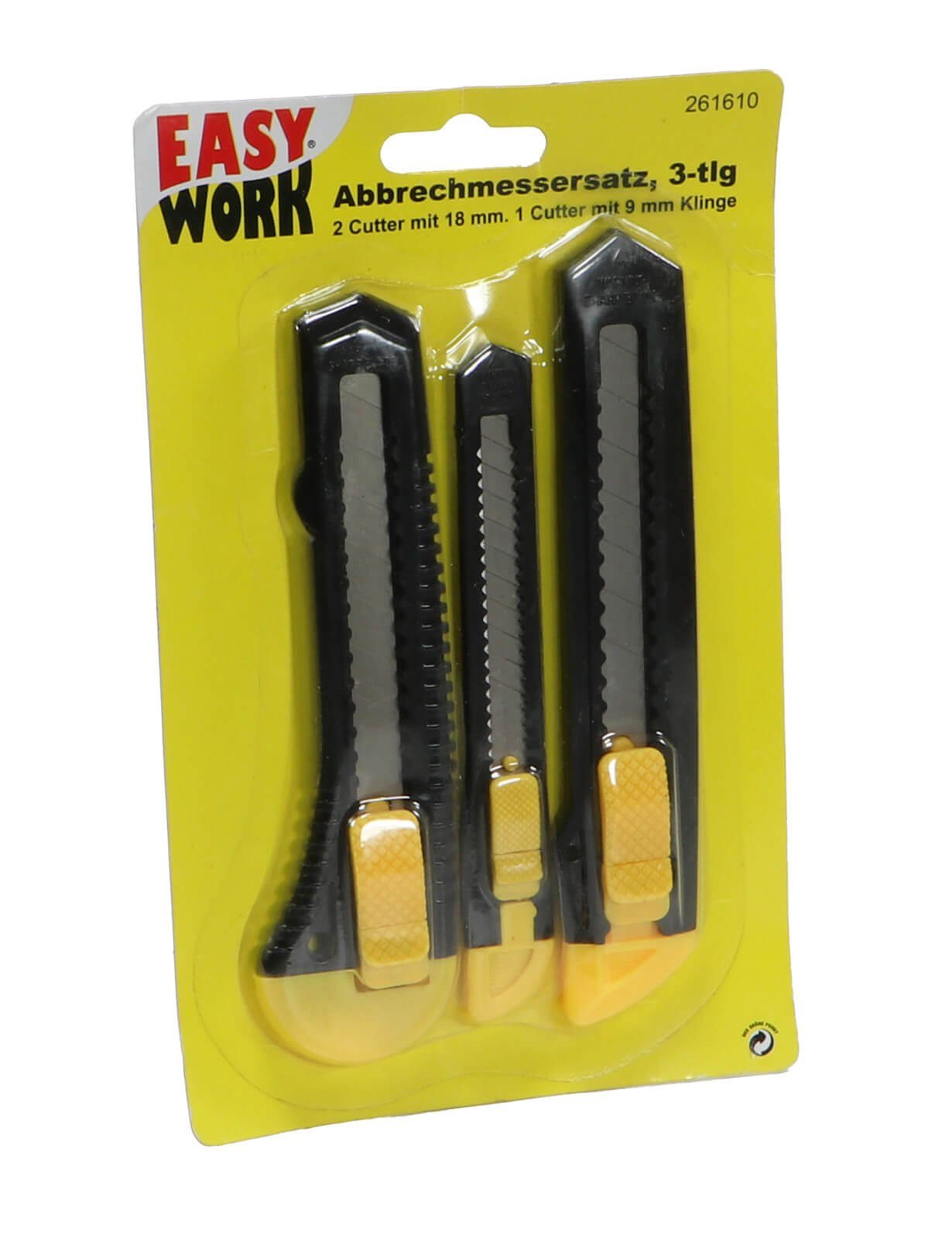 Easy Work Cuttermesser Abbrechmessersatz 3 teilig Kunststoff Cutter 9mm 18mm Klinge, (3-tlg)