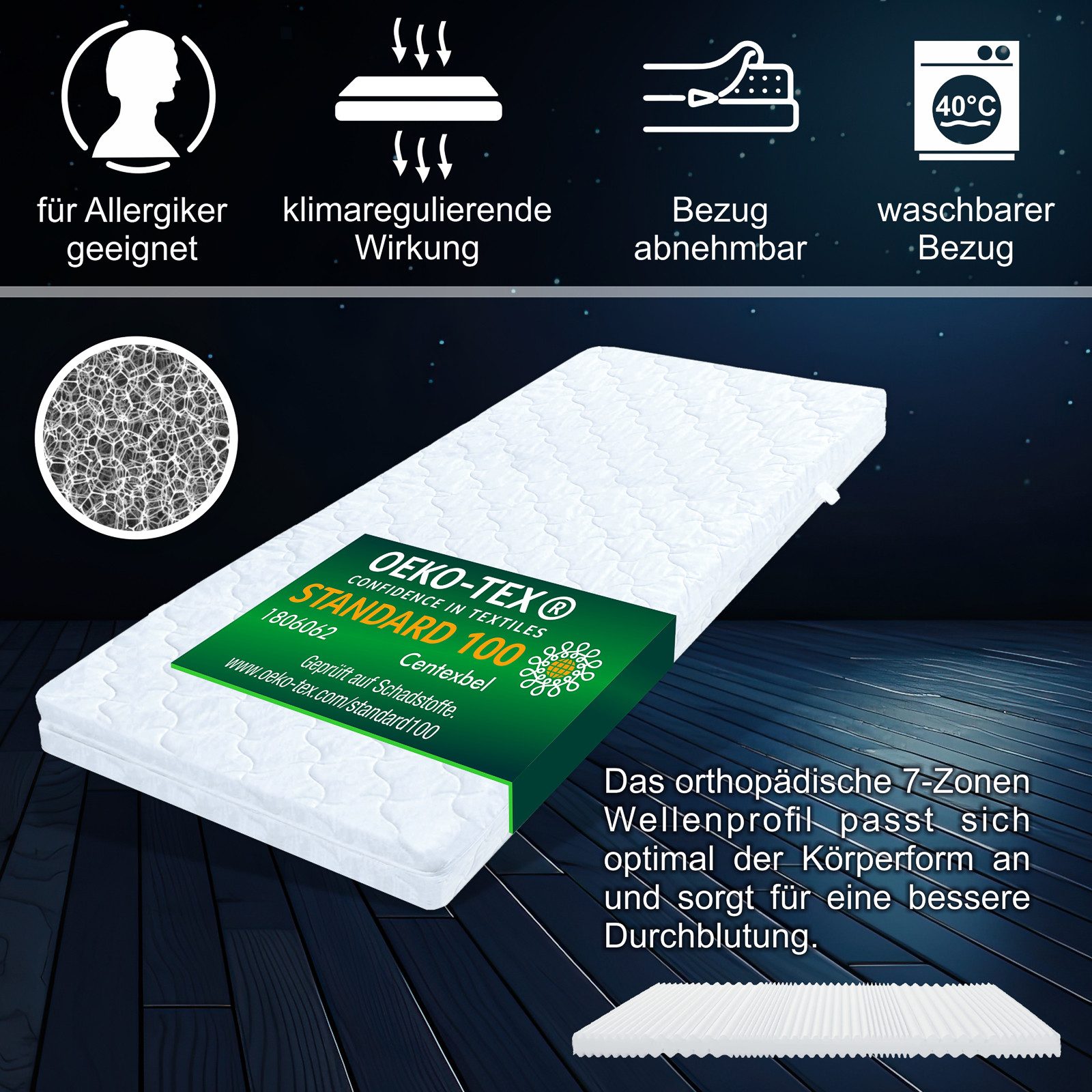 Kaltschaummatratze mit komplett Teilbarer Bezug 7 günstig online kaufen